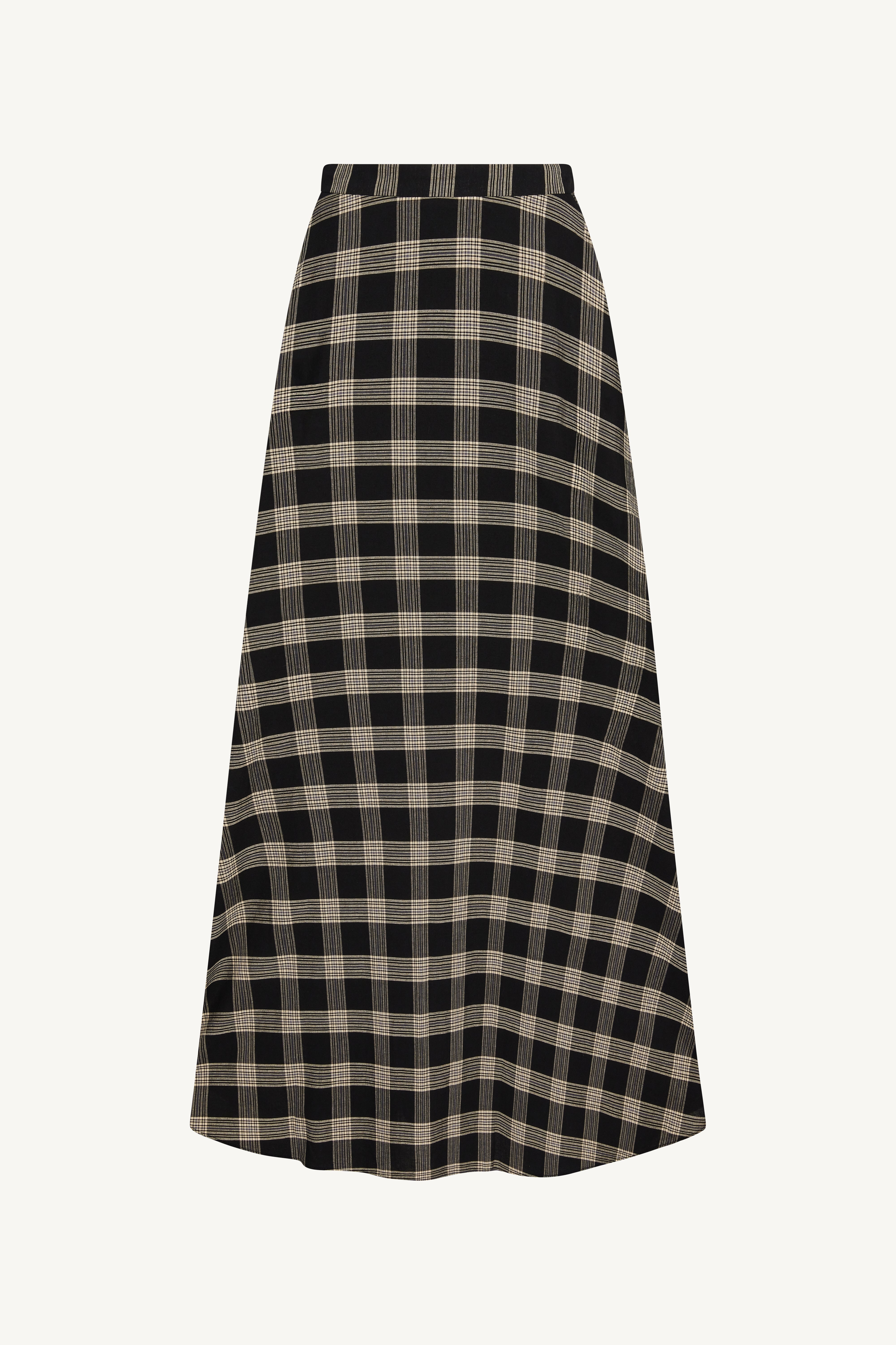 Plaid Cotton Flare Skirt - Black Abayas Veiled