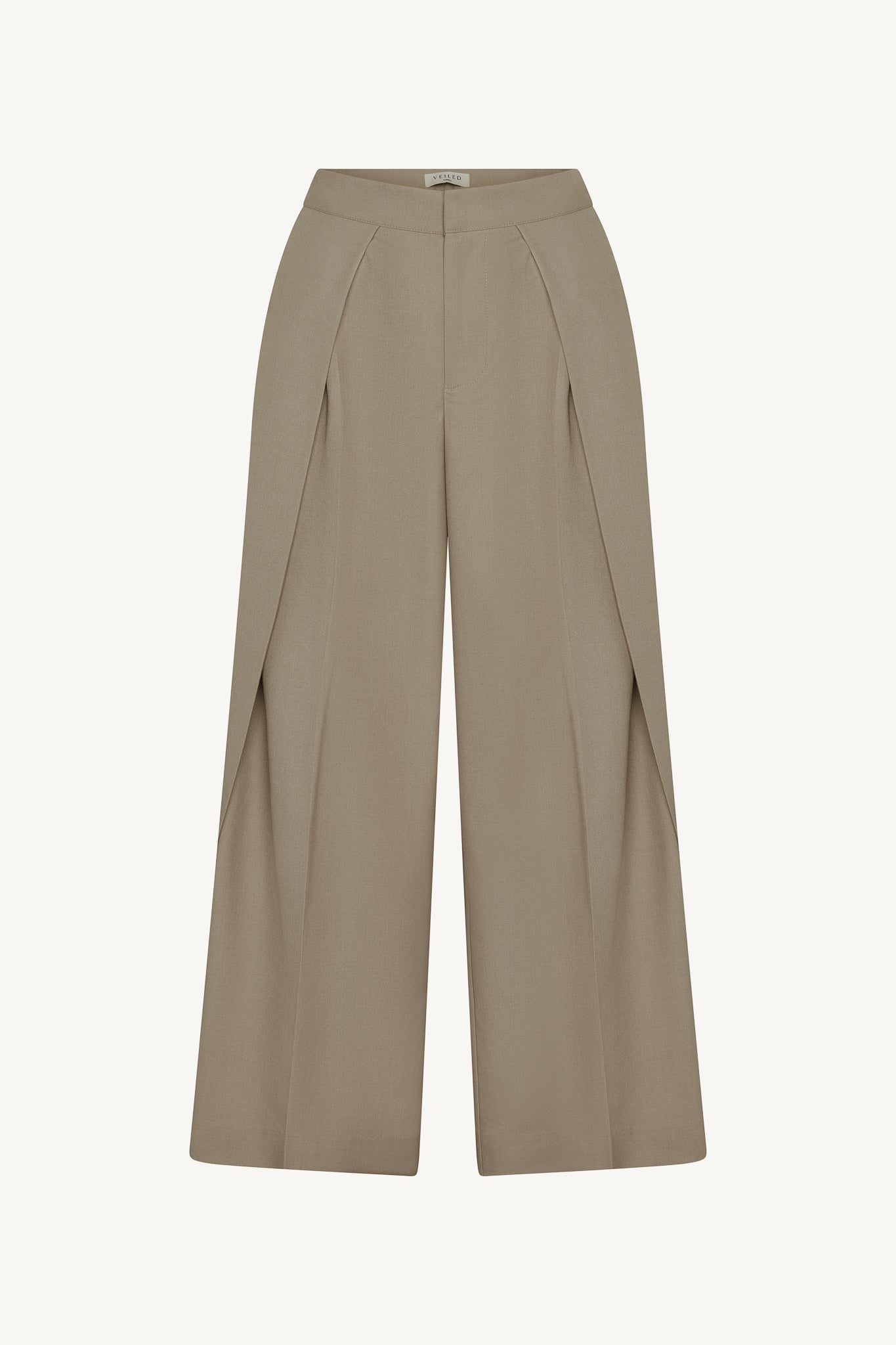 Pleat Front Wide Leg Pants - Warm Taupe Abayas Veiled