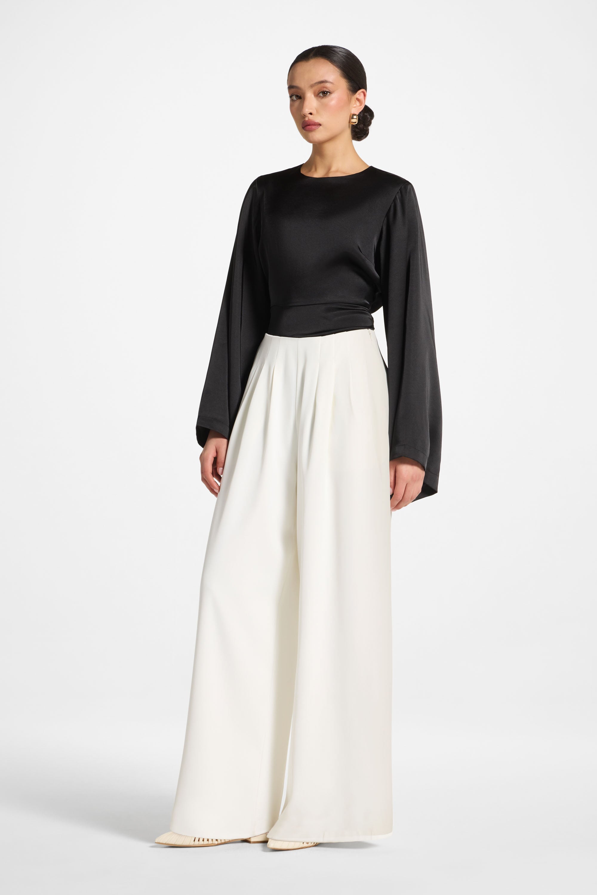 Pleat Pants - White Abayas Veiled