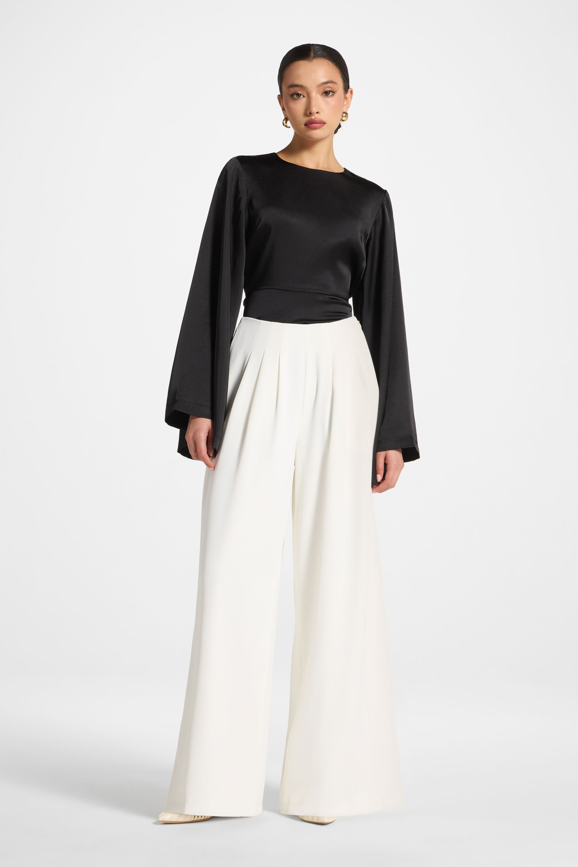 Pleat Pants - White Abayas Veiled
