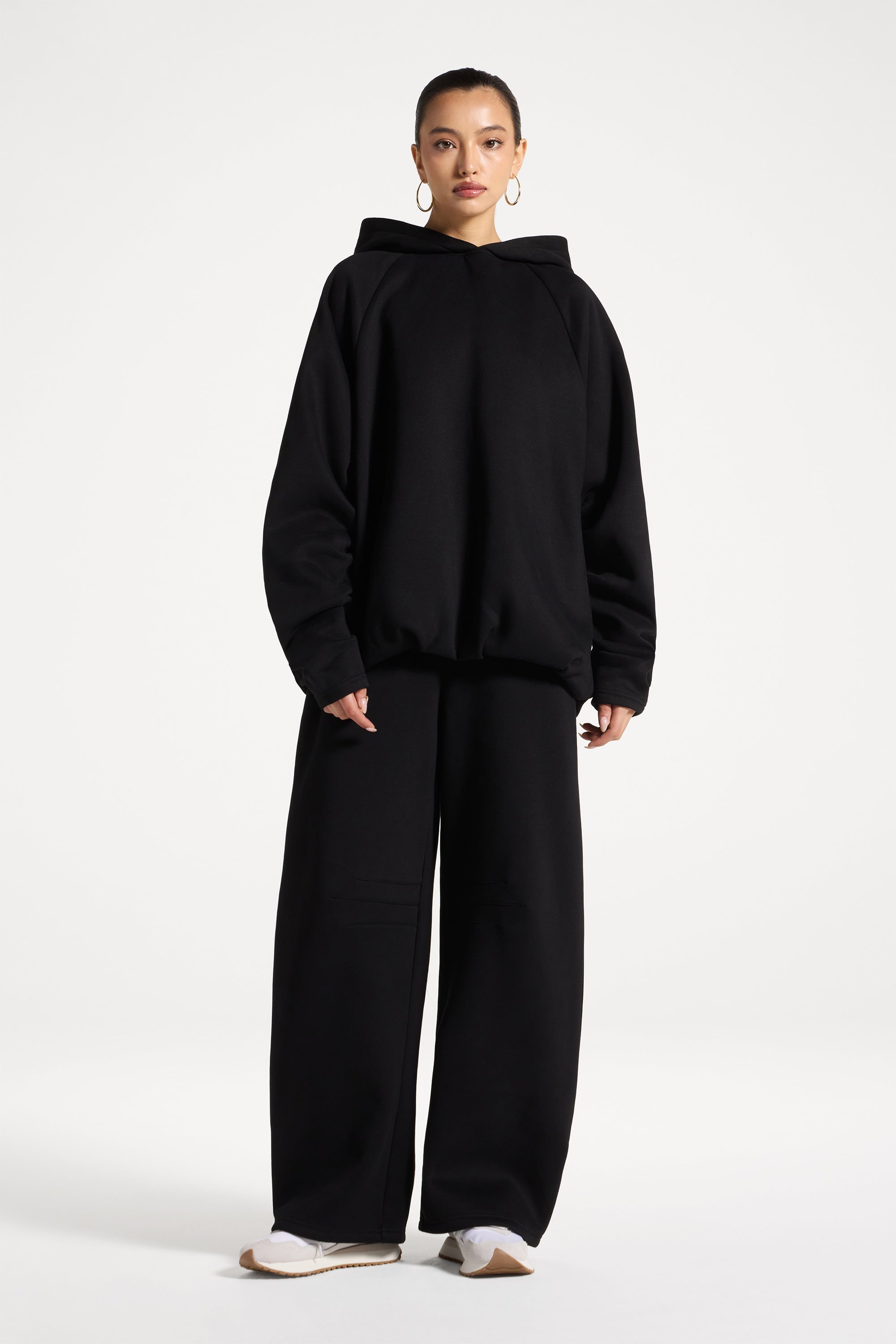 Pleated Lounge Top & Pants Set - Black Abayas Veiled