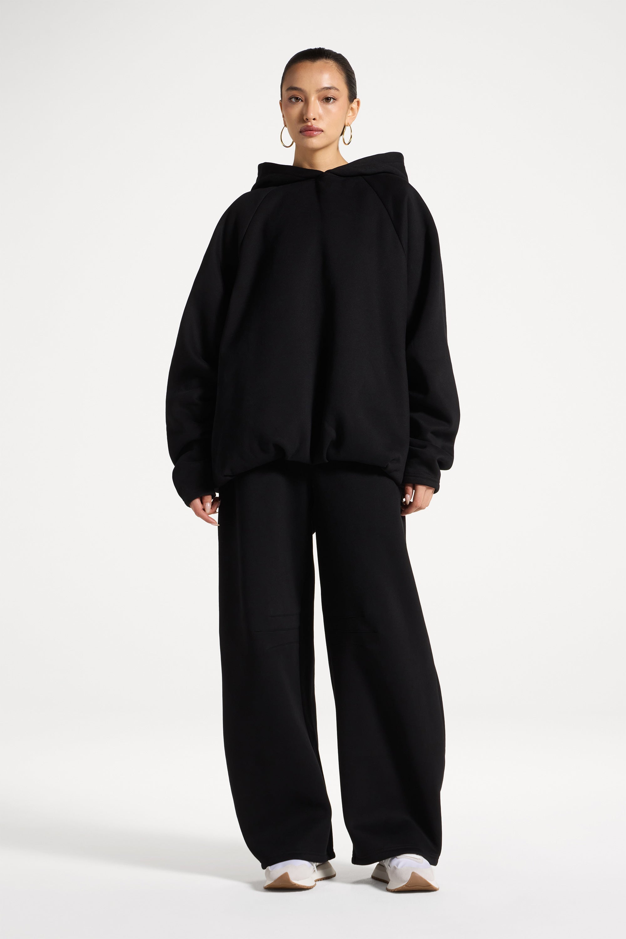 Pleated Lounge Top & Pants Set - Black Abayas Veiled