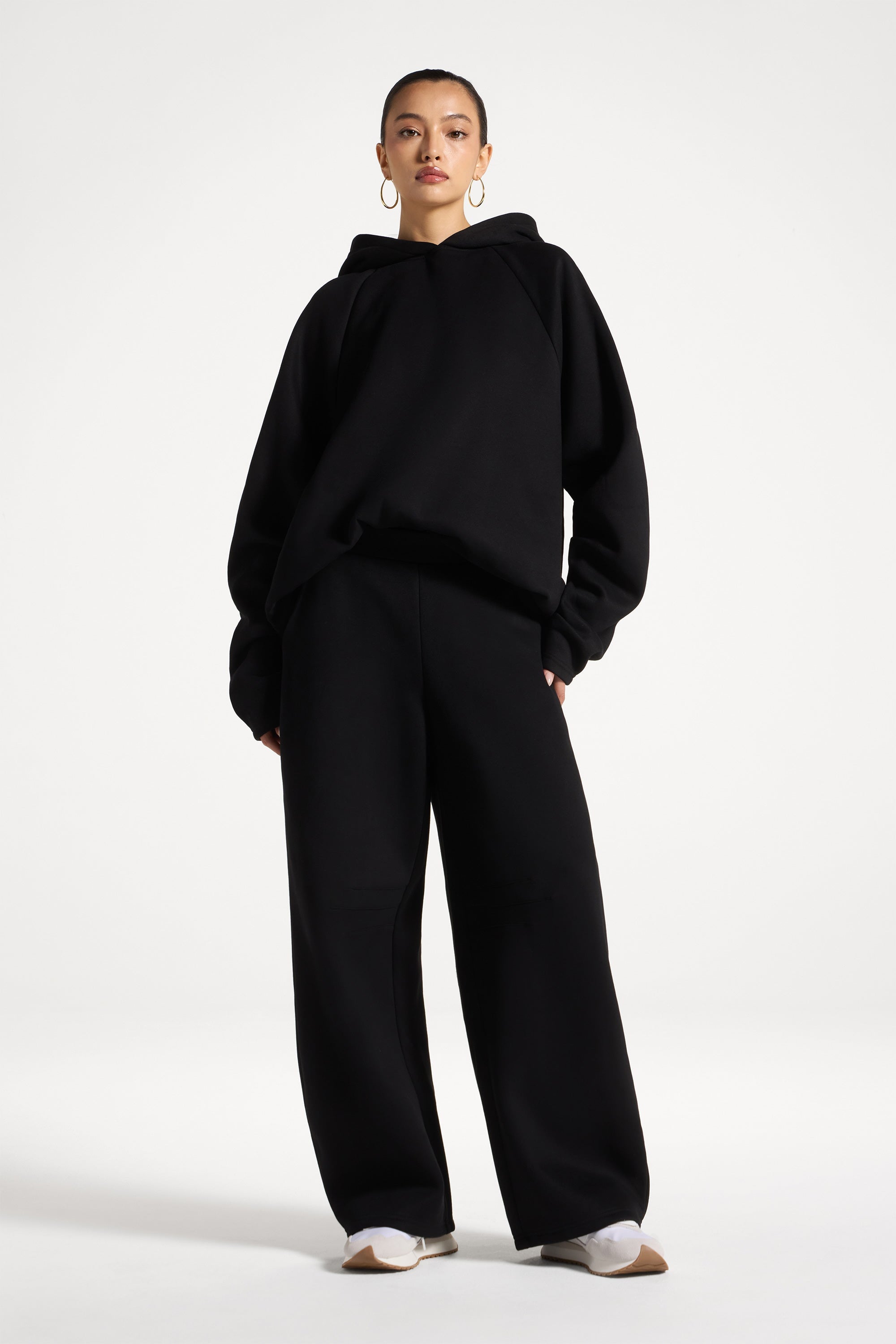 Pleated Lounge Top & Pants Set - Black Abayas Veiled
