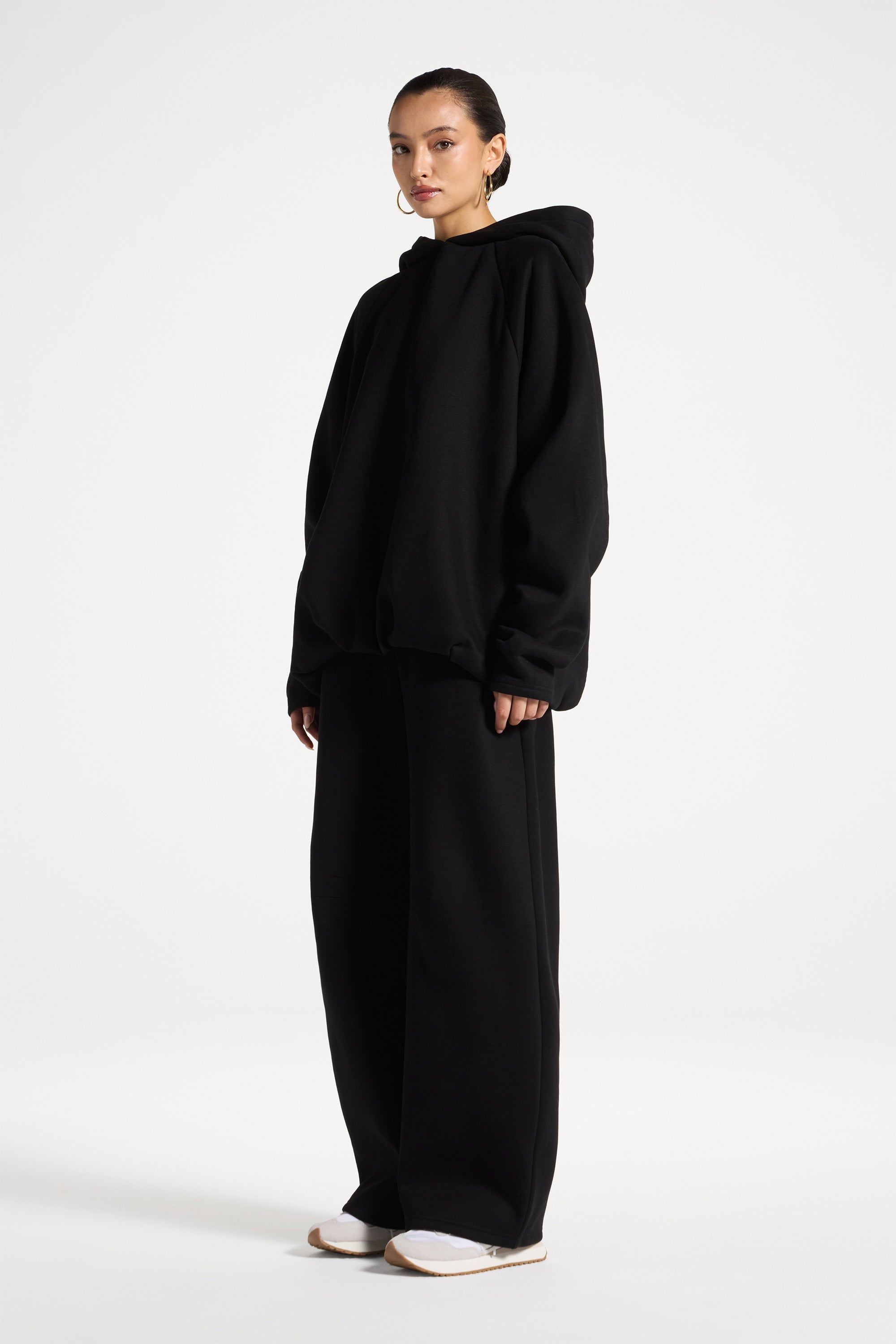Pleated Lounge Top & Pants Set - Black Abayas Veiled