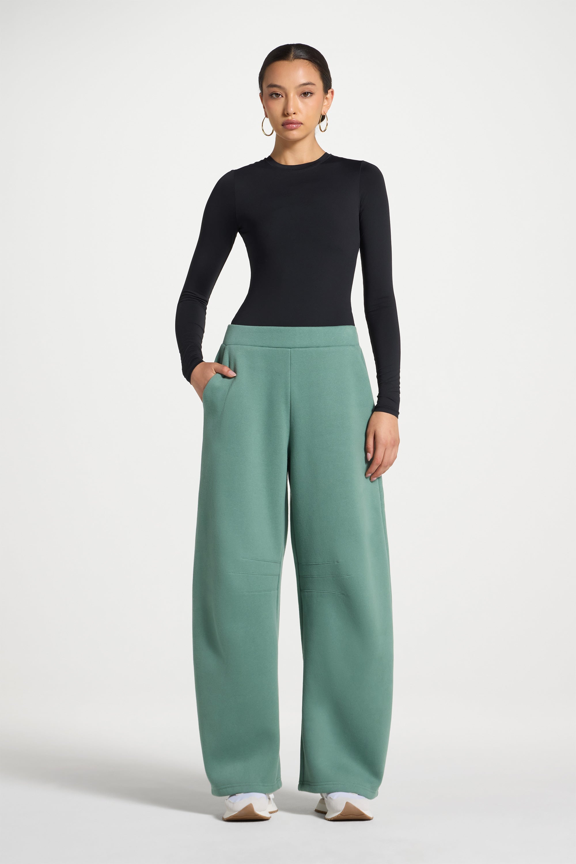 Pleated Lounge Top & Pants Set - Retro Green Abayas Veiled