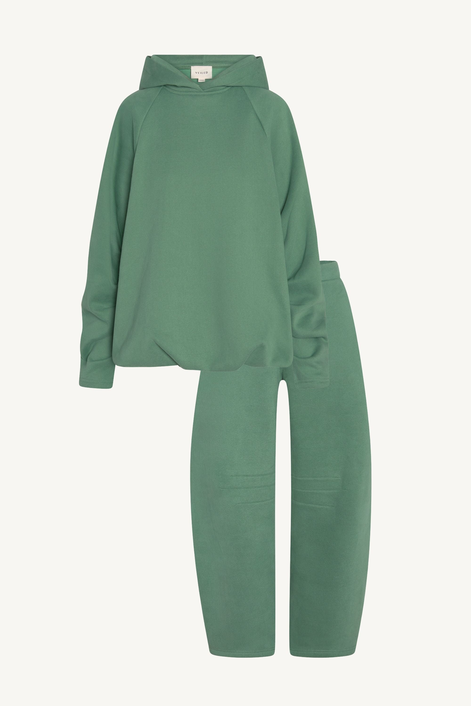 Pleated Lounge Top & Pants Set - Retro Green Abayas Veiled