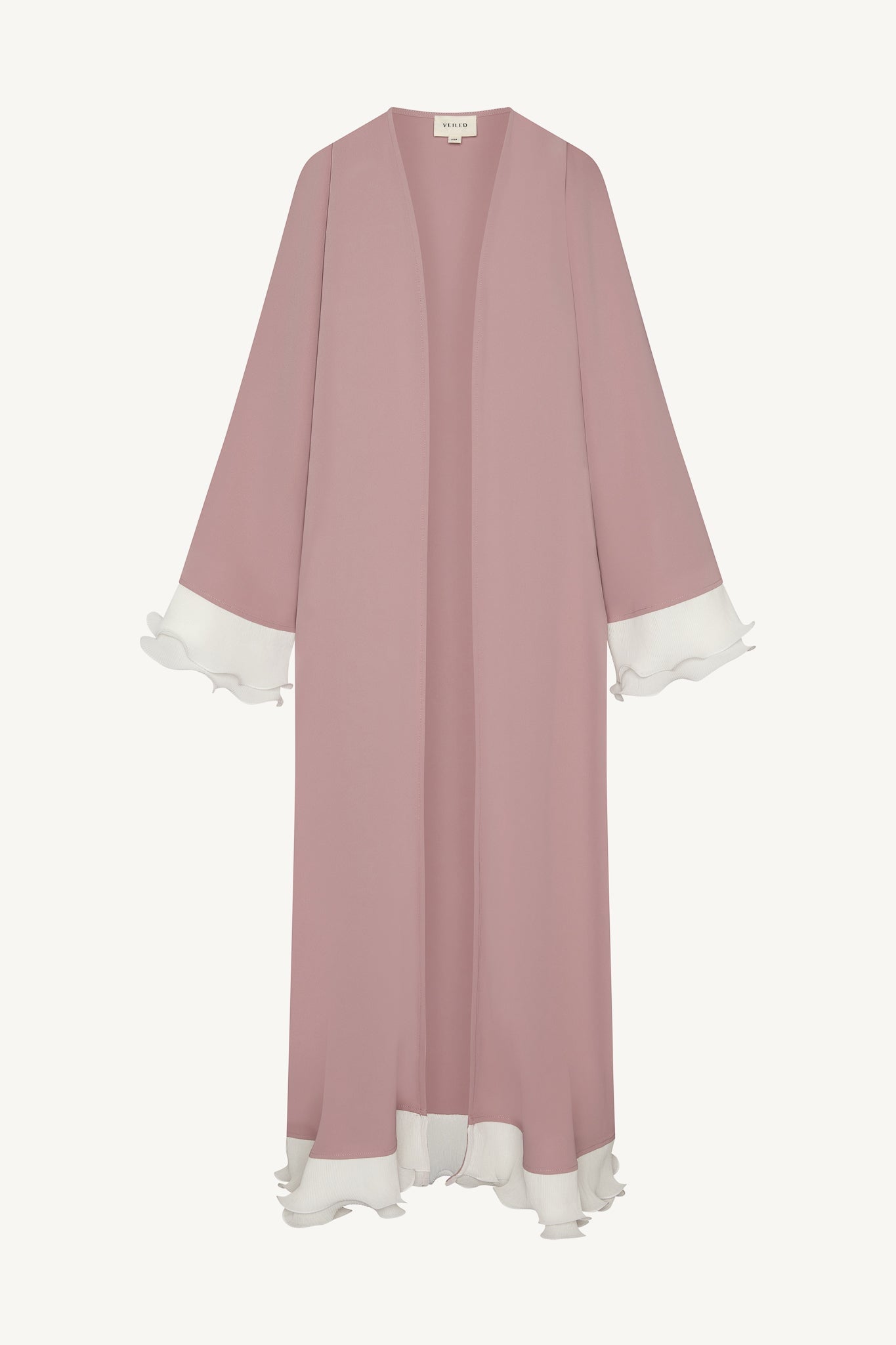 Pleated Sleeve Open Abaya - Pink Abayas Veiled