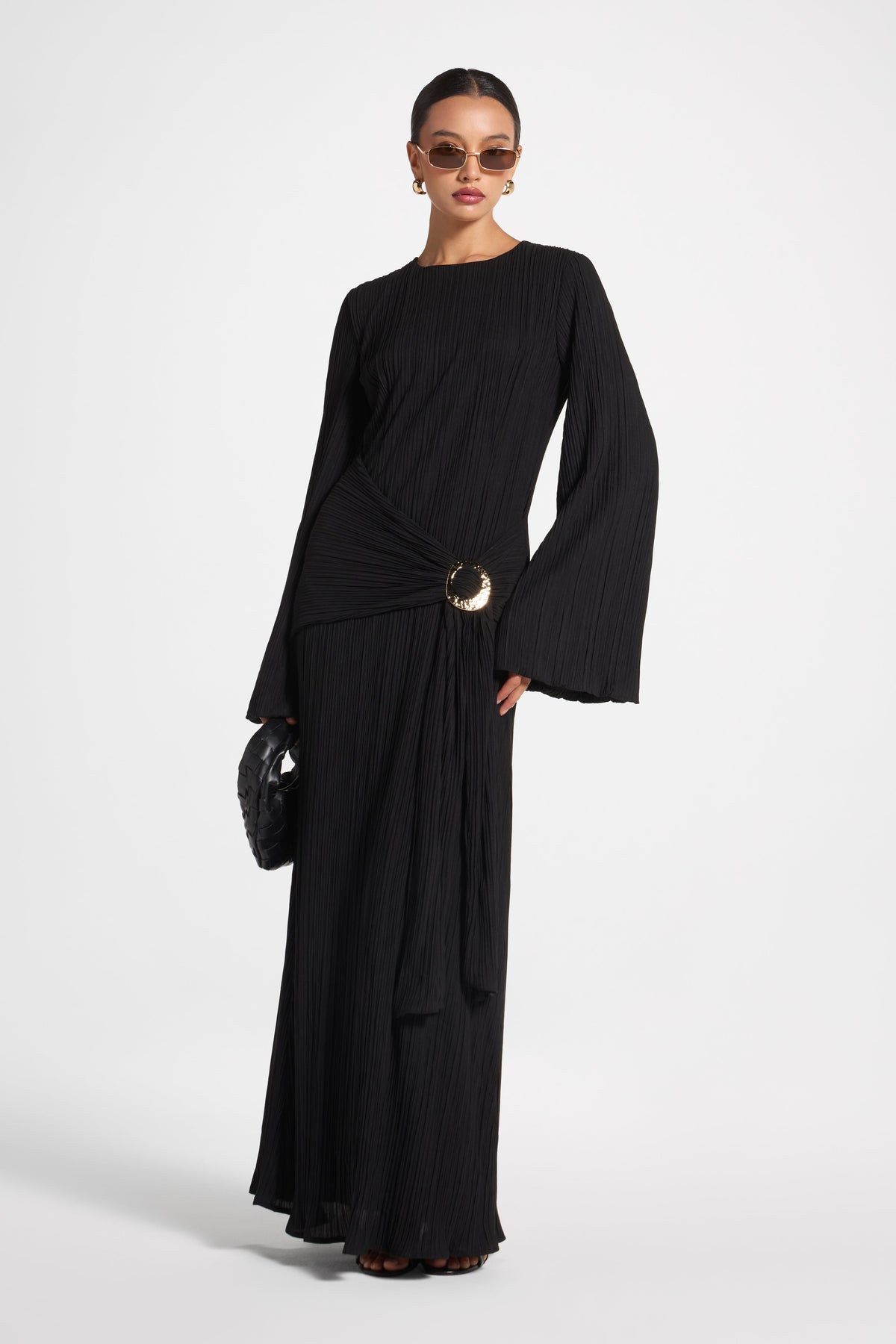 Plissé Maxi Dress - Black Dress Veiled