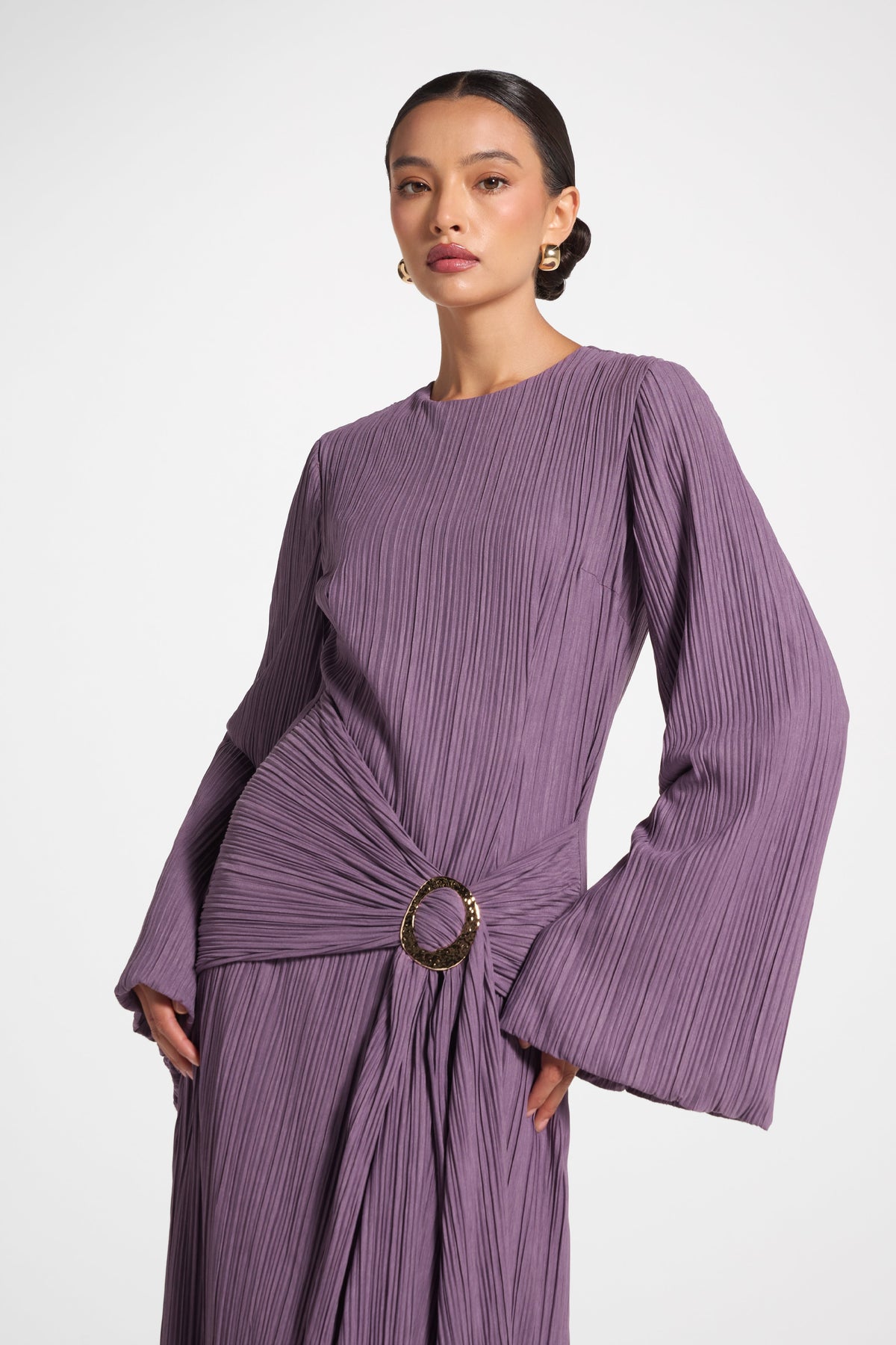 Plissé Maxi Dress - Purple Sage Dress Veiled