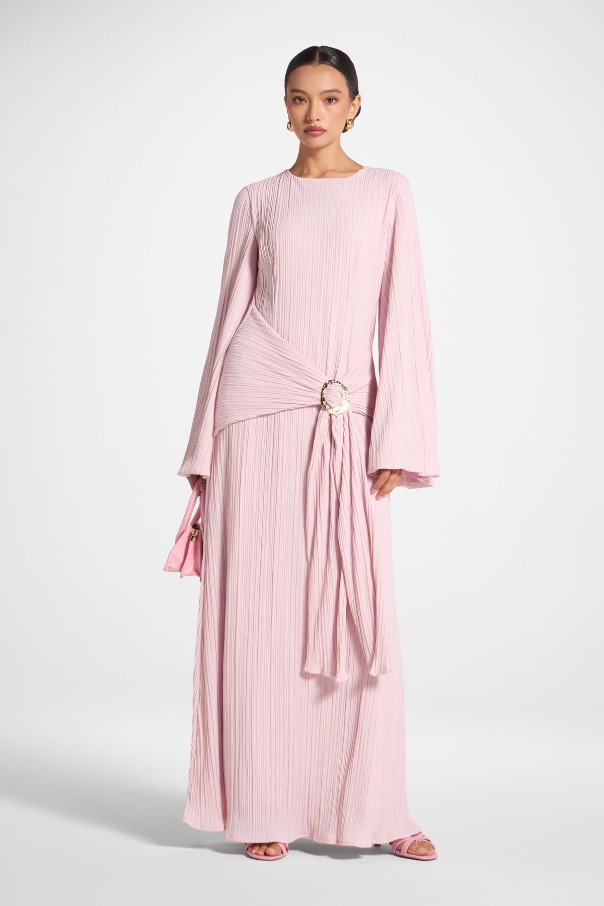 Plissé Maxi Dress - Soft Pink Dress Veiled