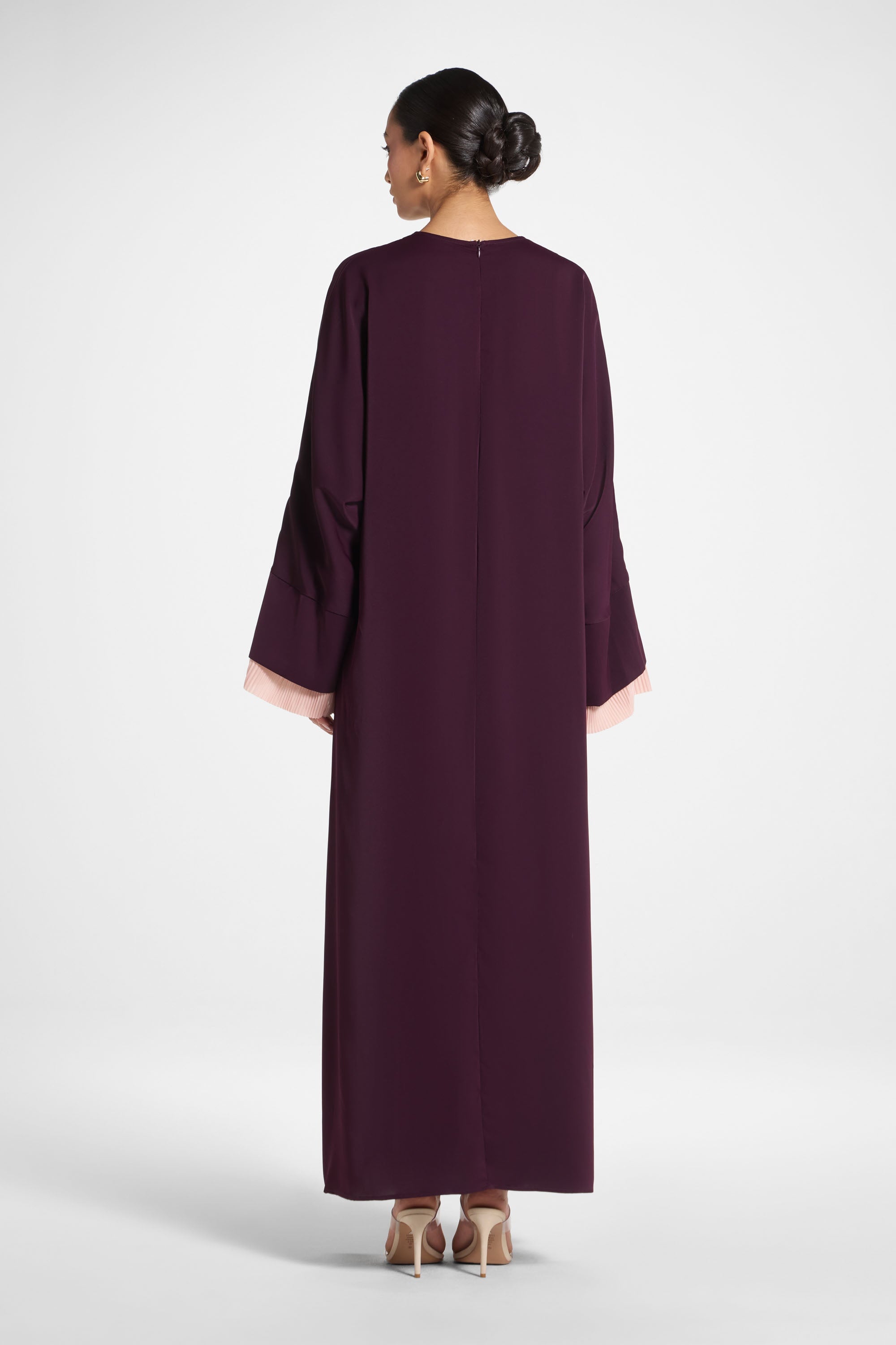 Plisse Sleeve Abaya - Chocolate Plum Abayas Veiled