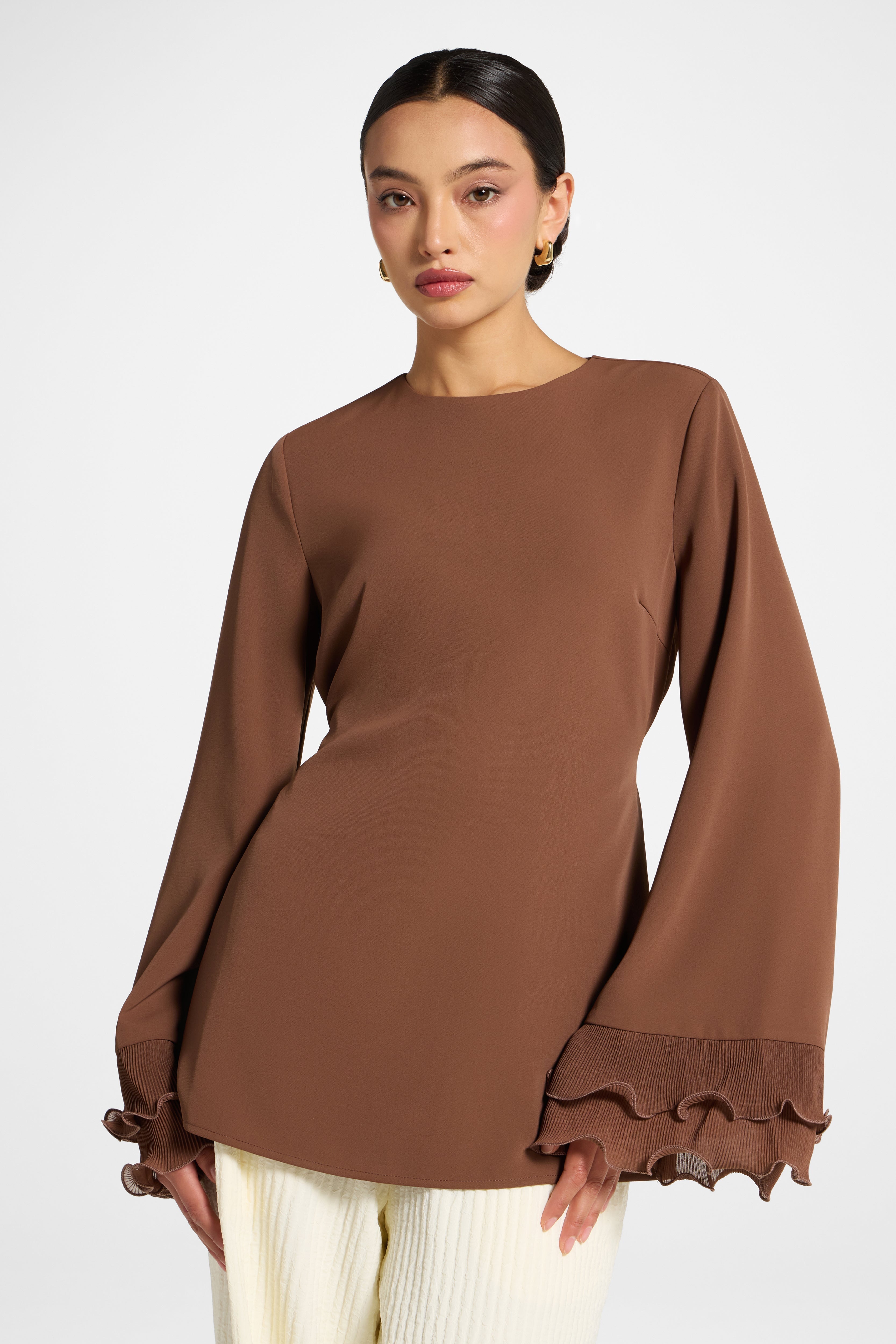Plisse Top - Chocolate Abayas Veiled