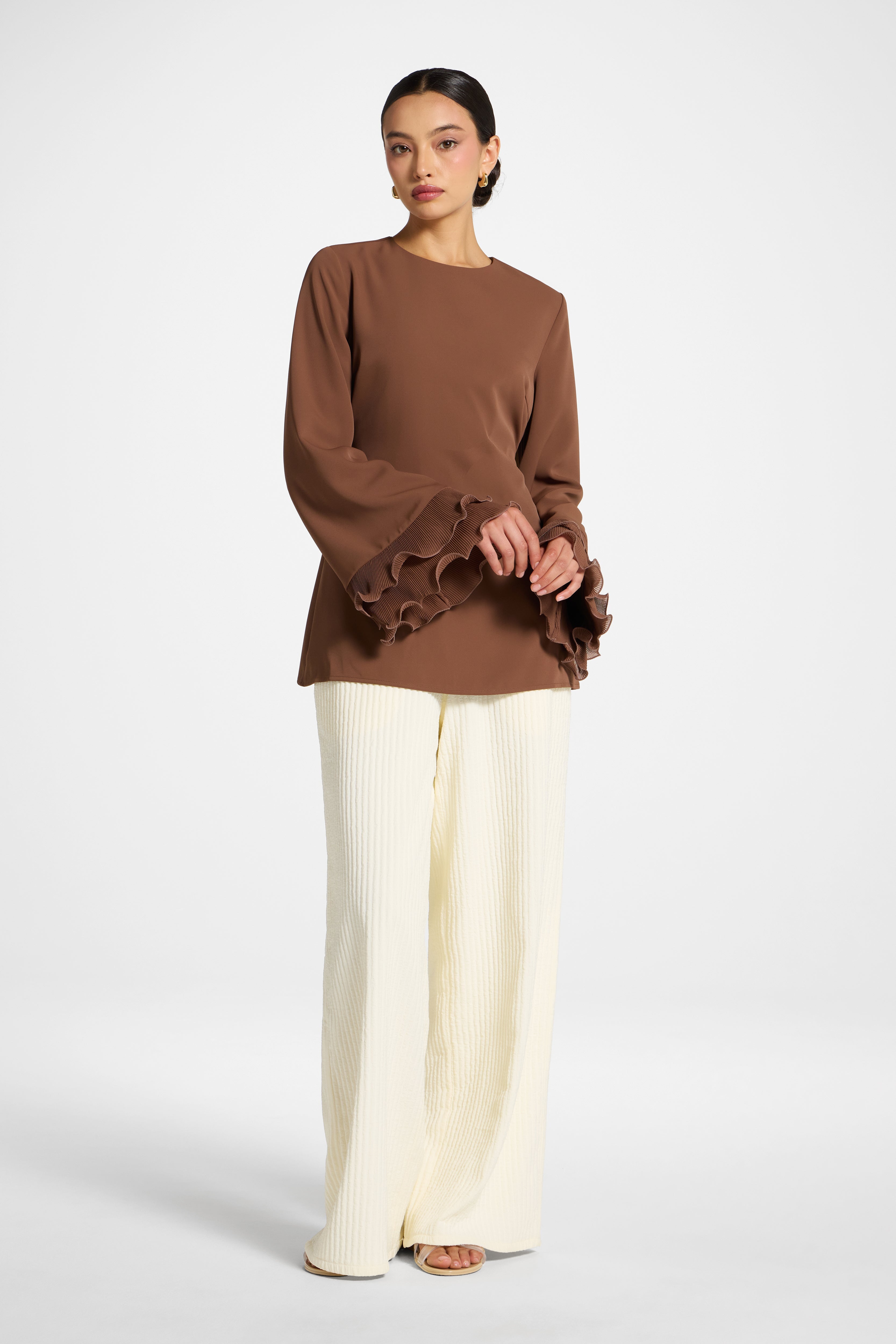 Plisse Top - Chocolate Abayas Veiled