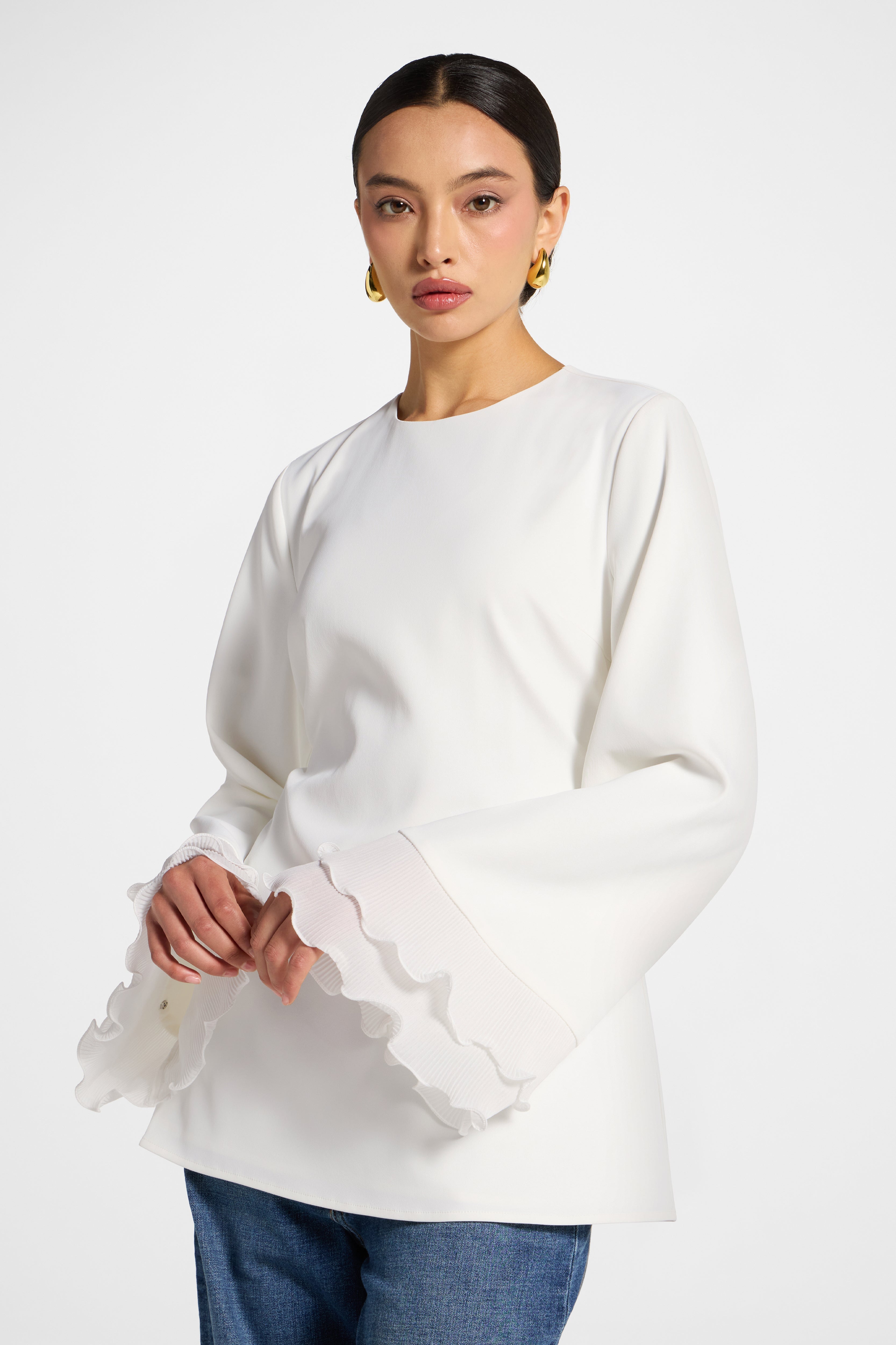 Plisse Top - White Abayas Veiled