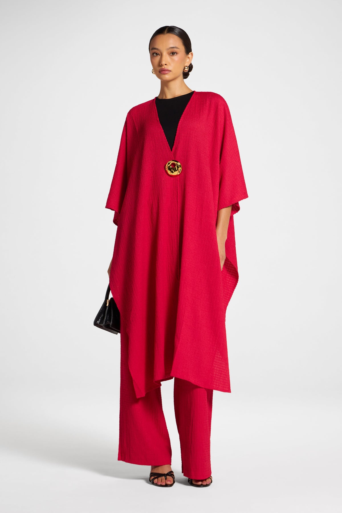 Poncho & Pant Set - Cherry Pants Veiled