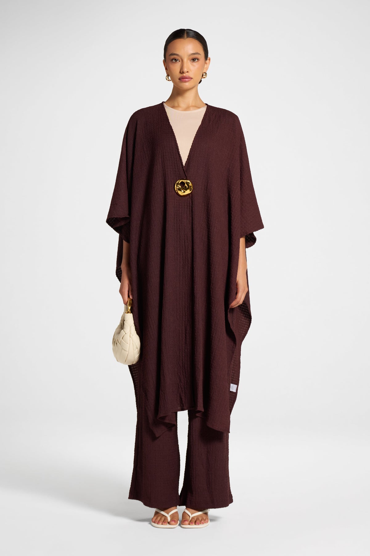 Poncho & Pant Set - Espresso Veiled