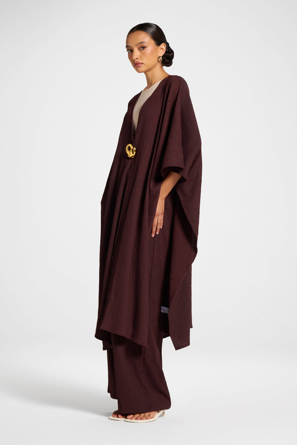 Poncho & Pant Set - Espresso Veiled