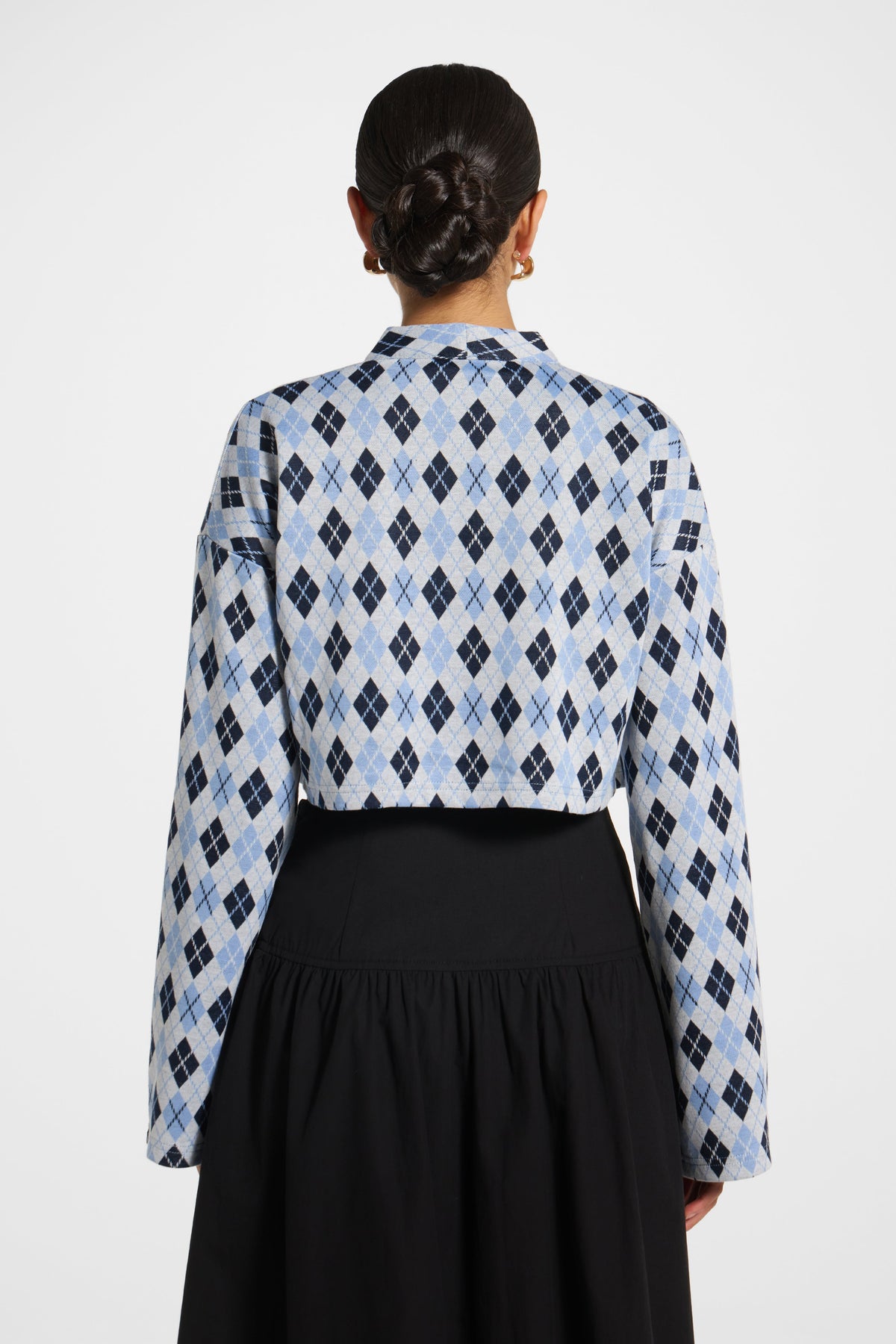 Preppy Colorblock Crop Cardigan - Navy Sky Outerwear Veiled