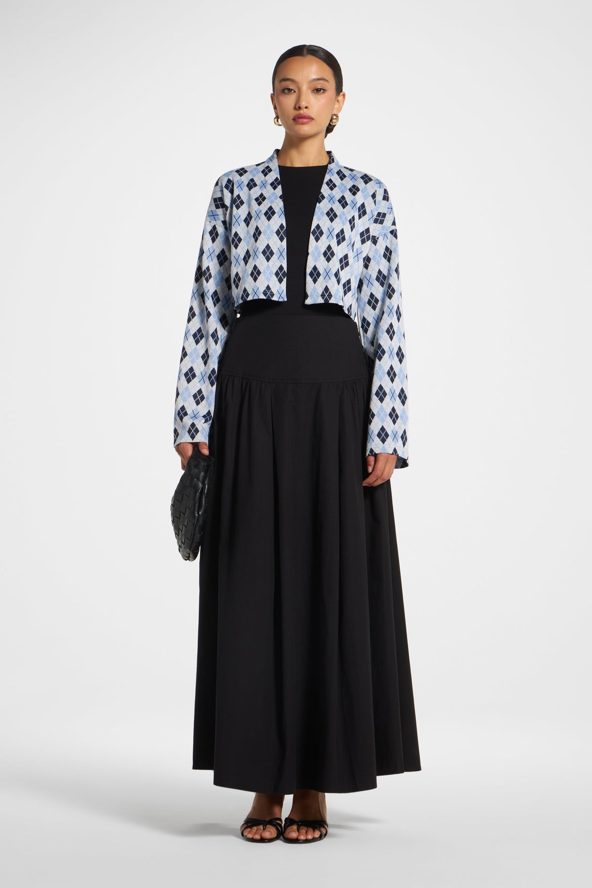 Preppy Colorblock Crop Cardigan - Navy Sky Outerwear Veiled