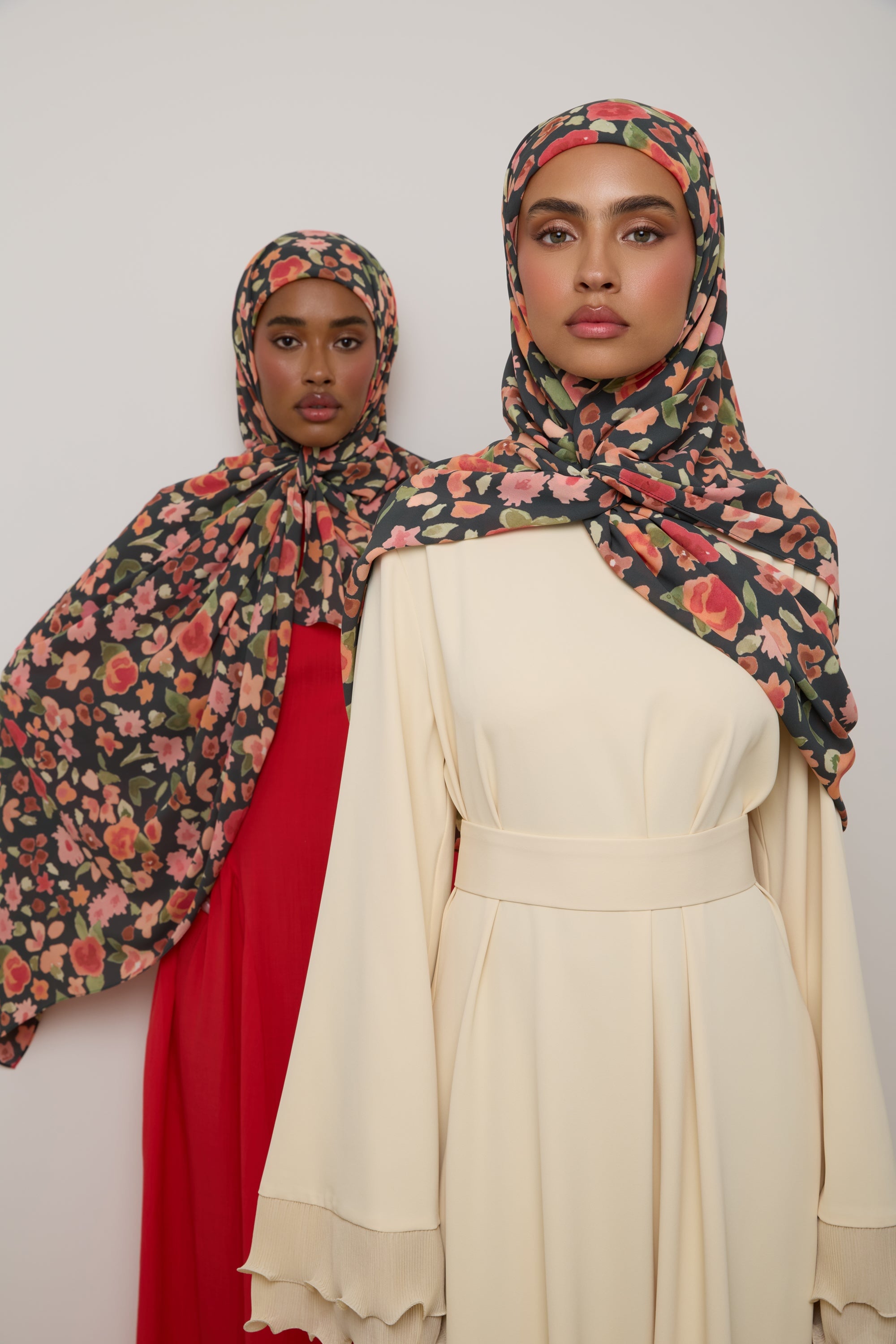 Printed Chiffon Hijab - Black Ditsy Floral Hijab Veiled