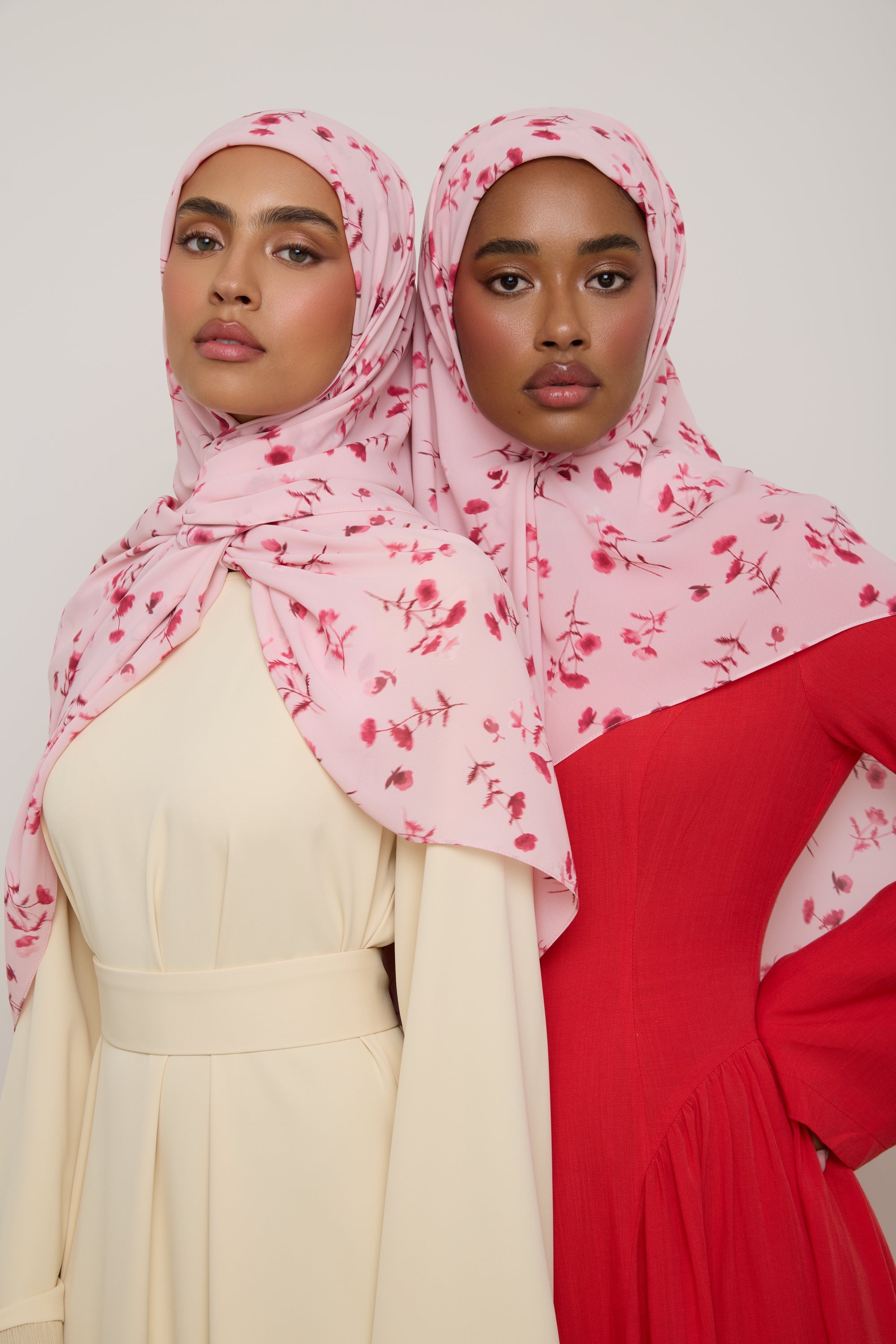 Printed Chiffon Hijab - Pink Floral Ditsy Hijab Veiled