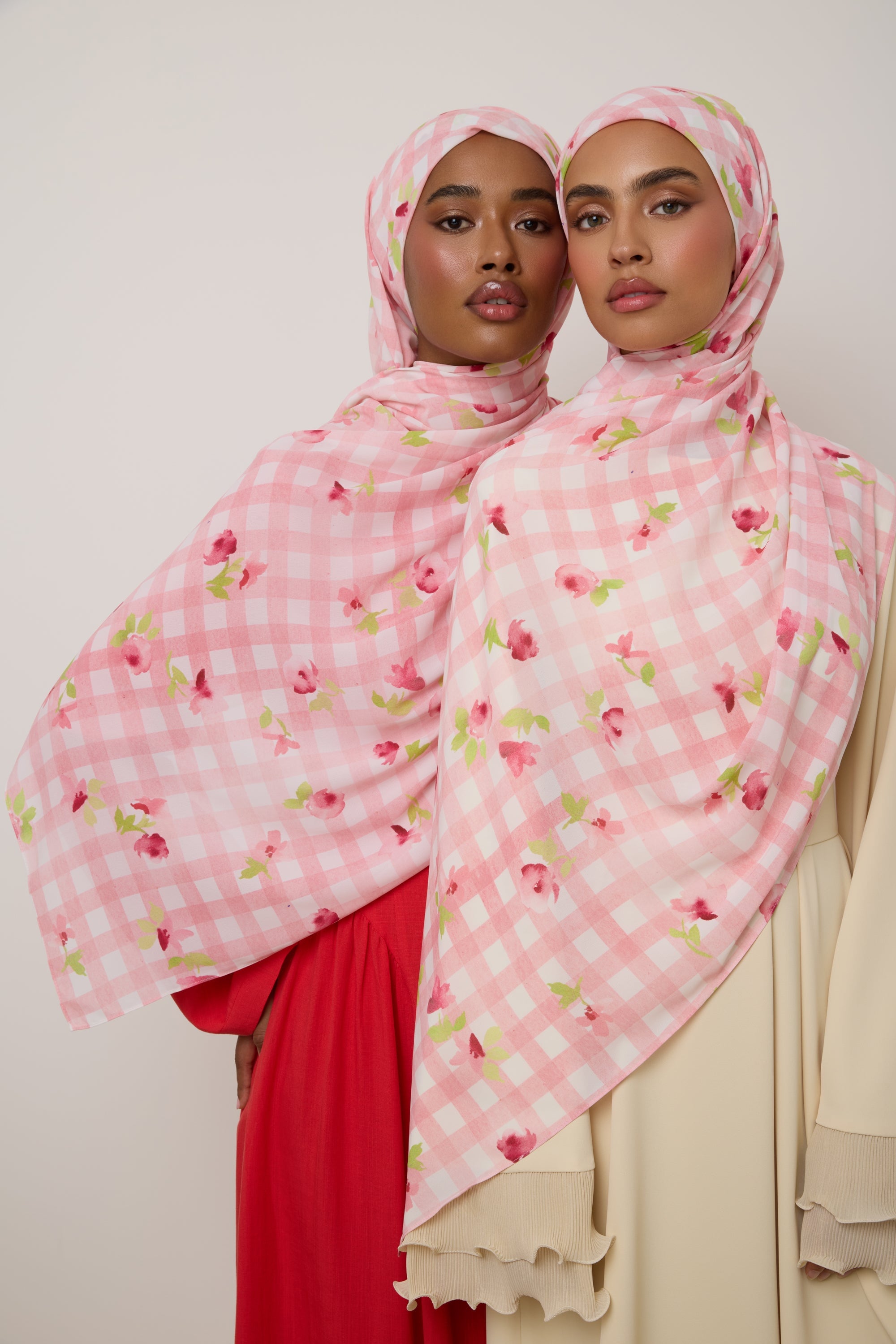 Printed Chiffon Hijab - Pink Picnic Hijab Veiled