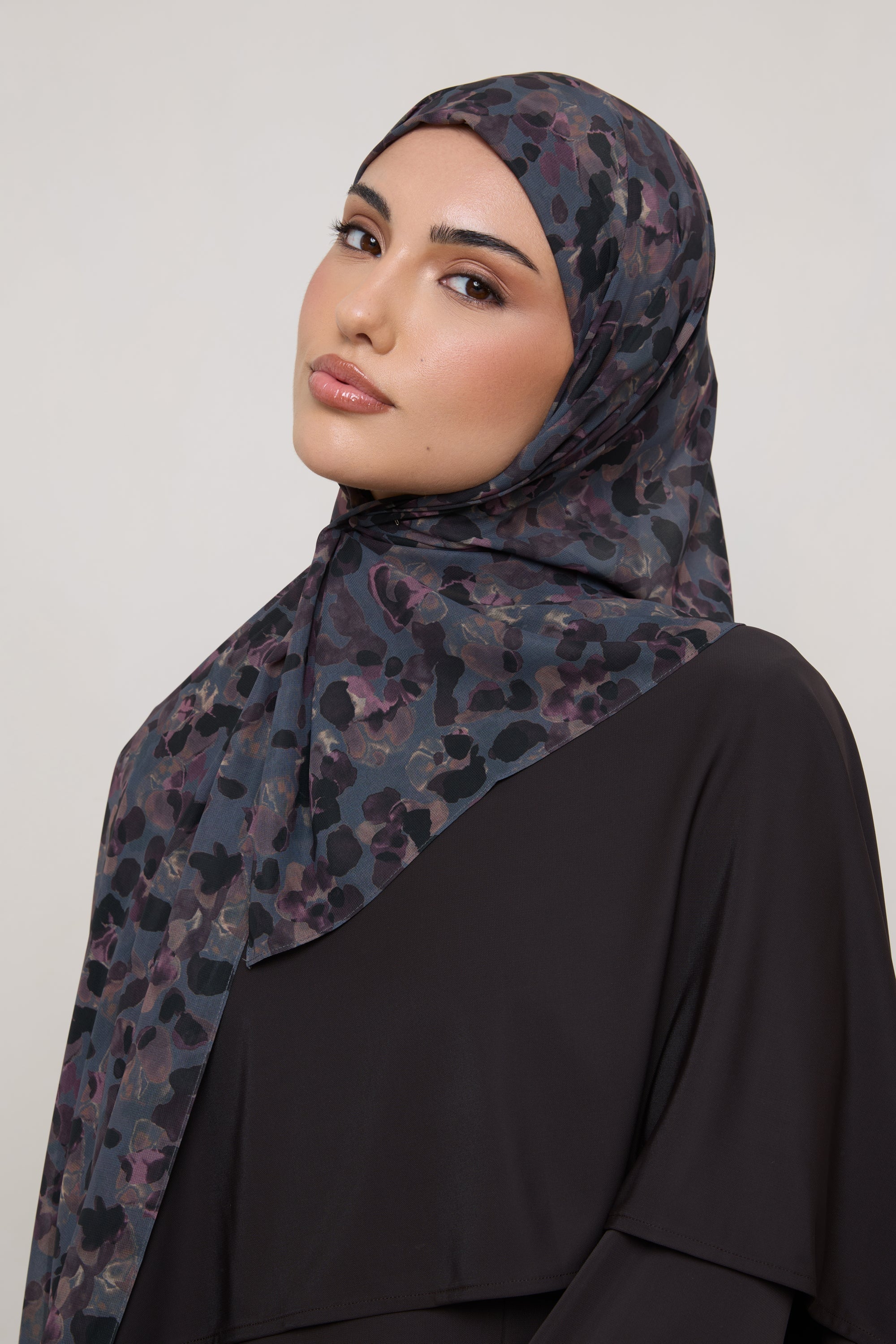 Printed Chiffon Hijab - Watercolor Bloom Hijab Veiled