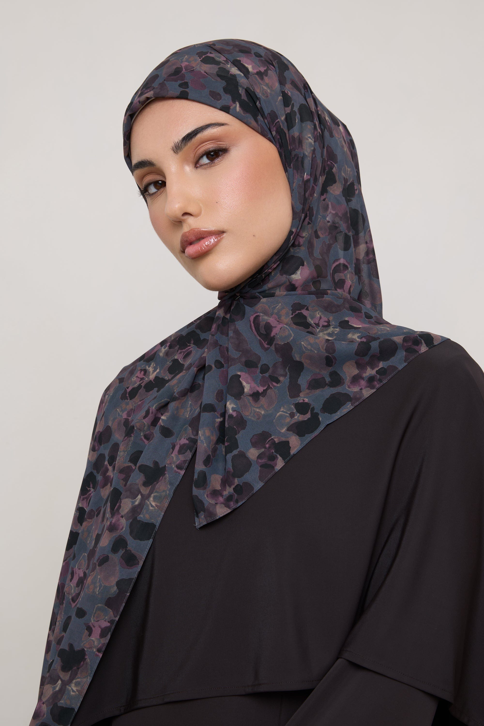 Printed Chiffon Hijab - Watercolor Bloom Hijab Veiled