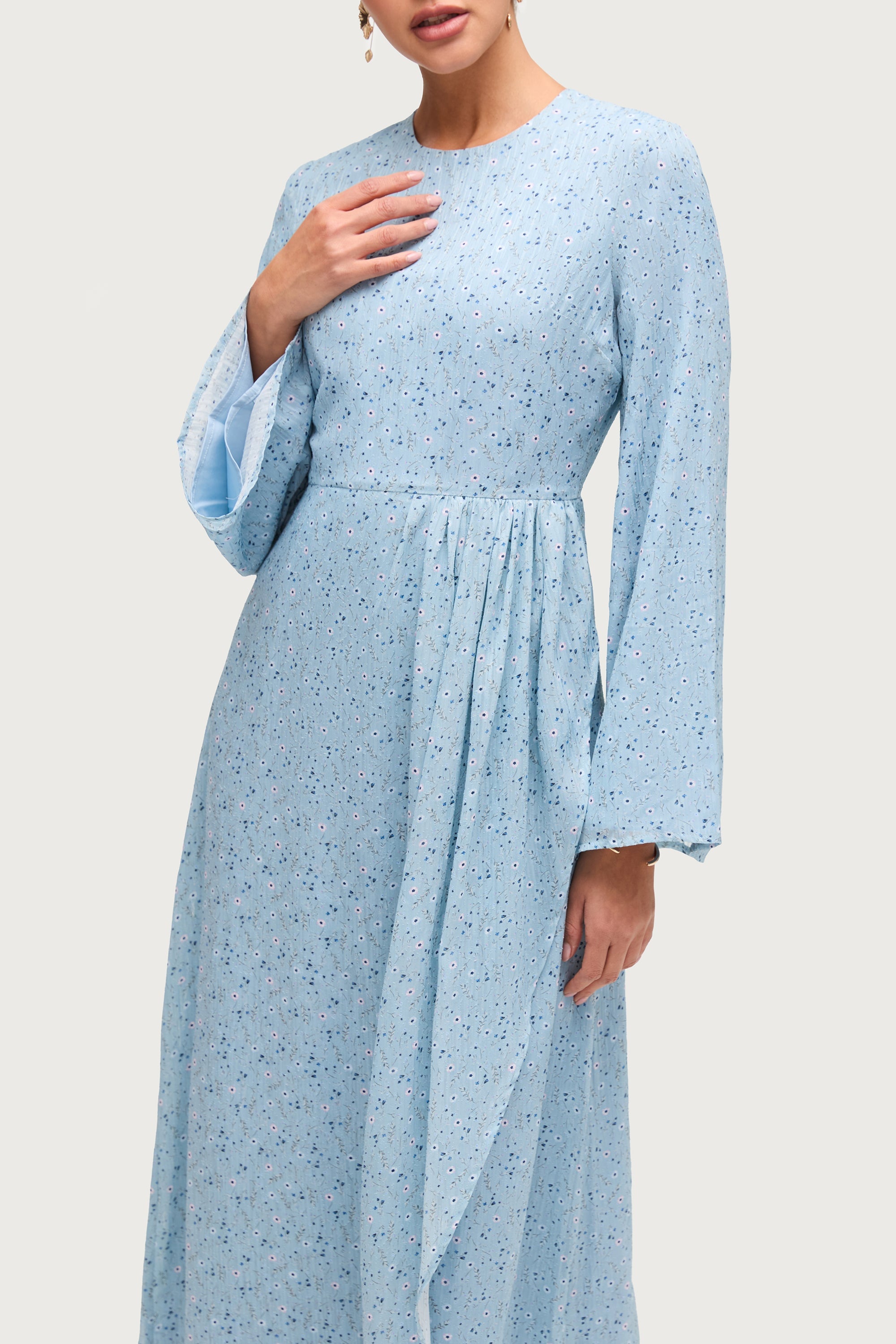 Printed Floral Maxi Dress - Aura Blue Dresses Veiled