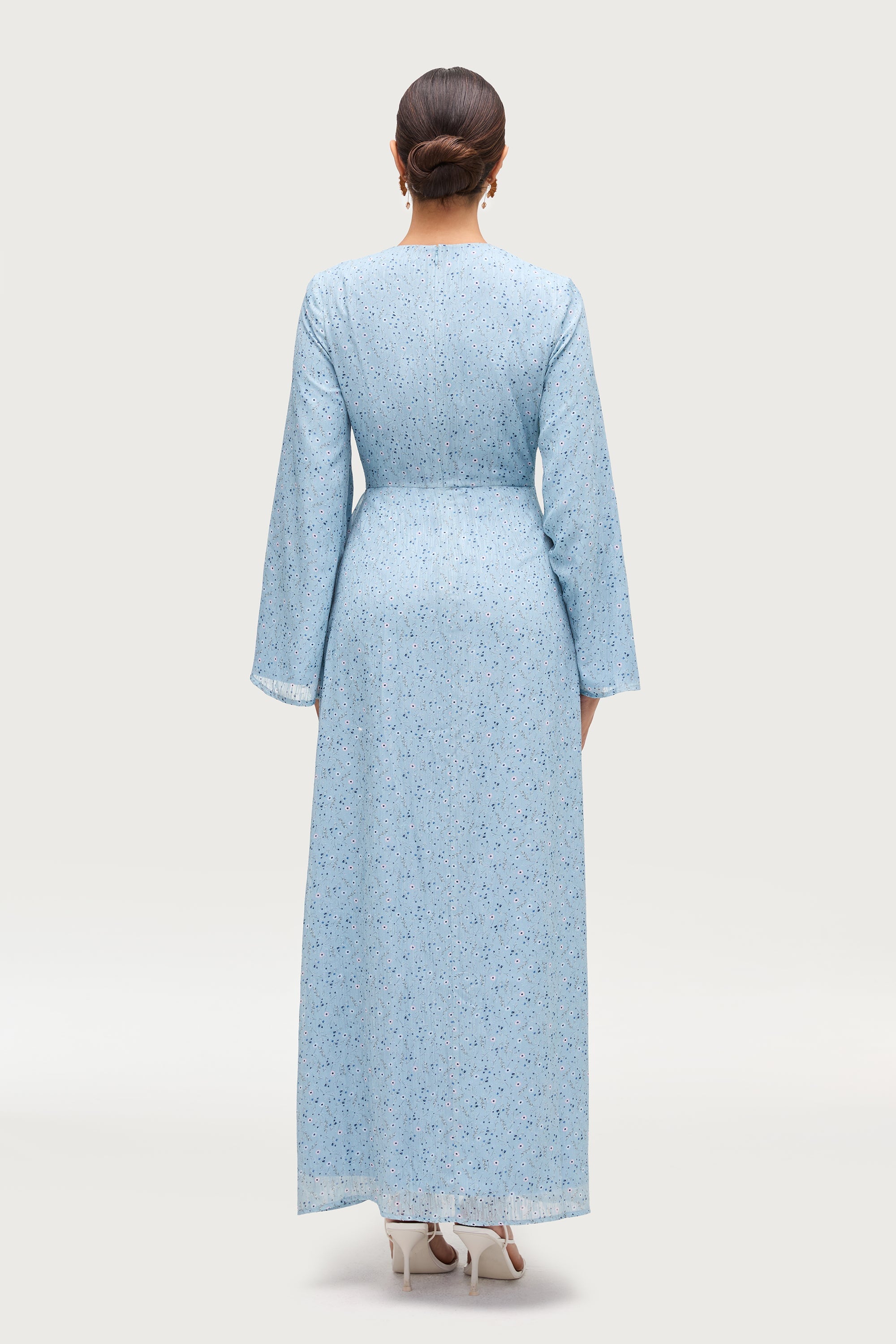 Printed Floral Maxi Dress - Aura Blue Dresses Veiled