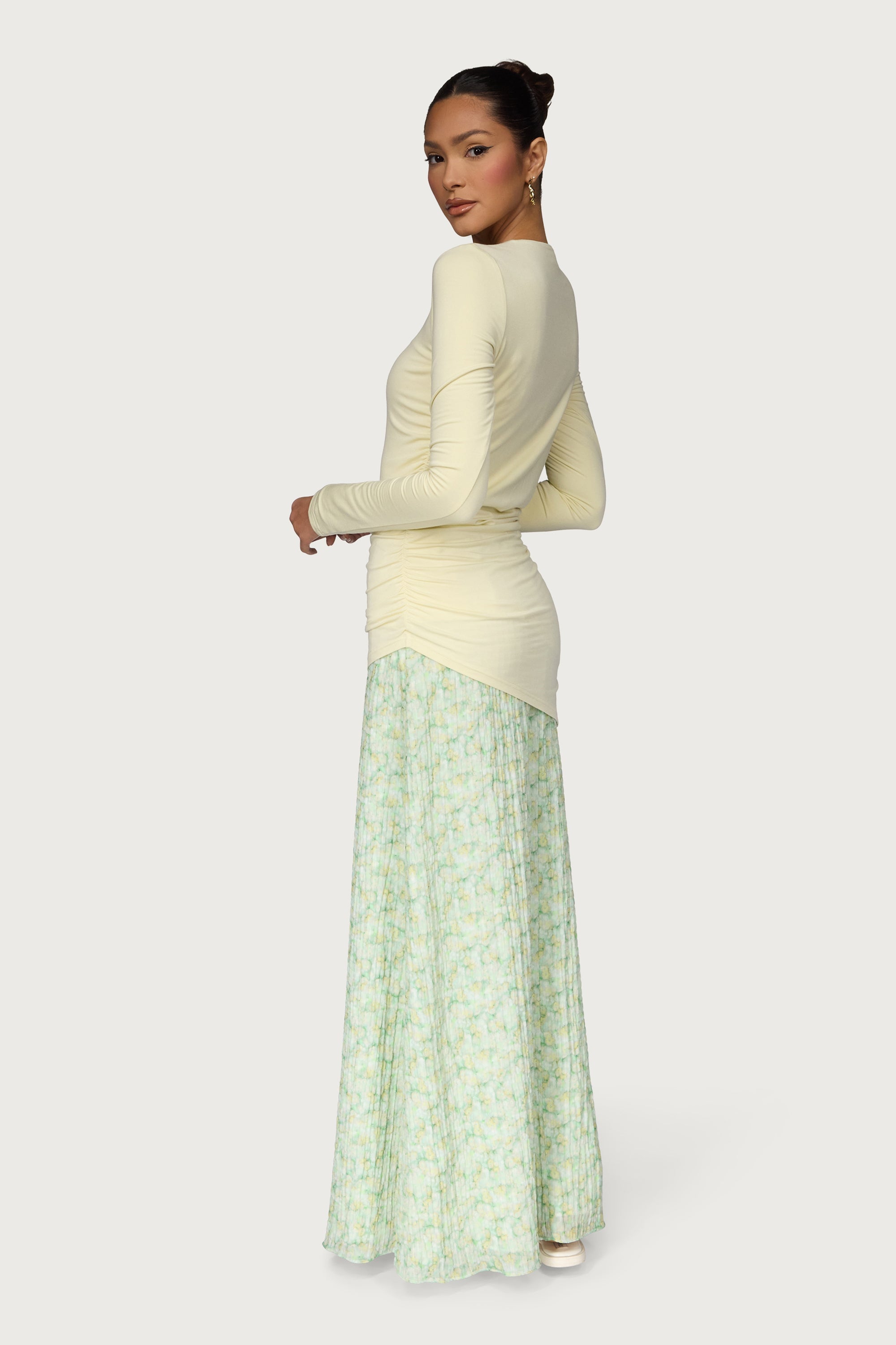 Printed Floral Maxi Skirt - Lemon Lime Dresses Veiled