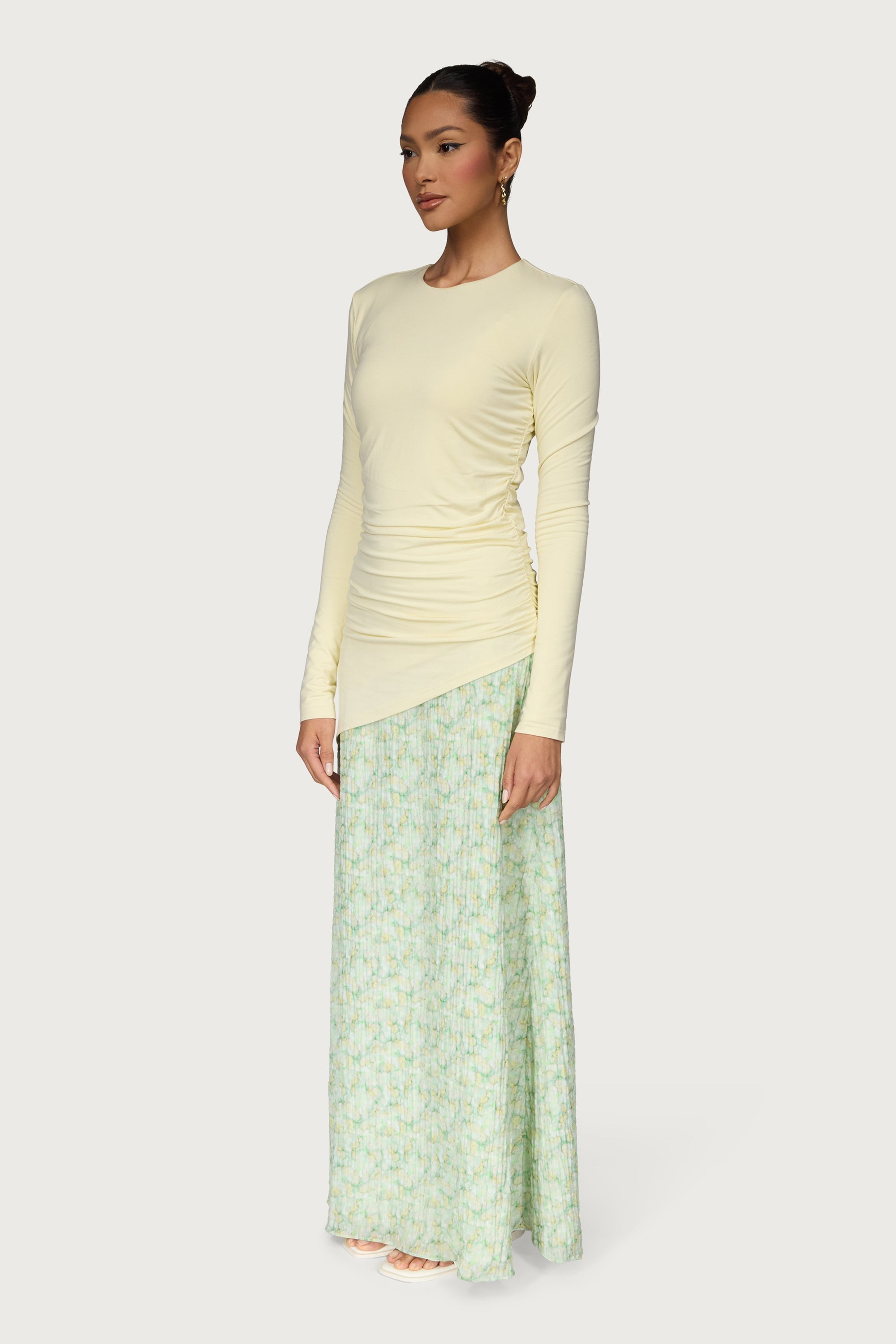 Printed Floral Maxi Skirt - Lemon Lime Dresses Veiled