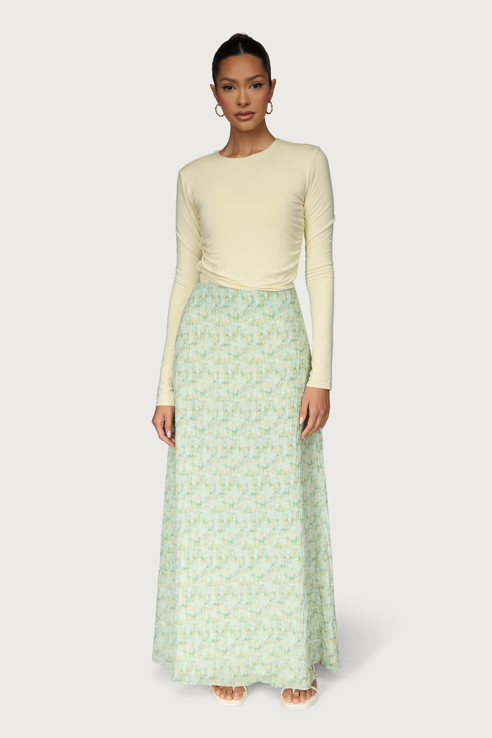 Printed Floral Maxi Skirt - Lemon Lime Dresses Veiled
