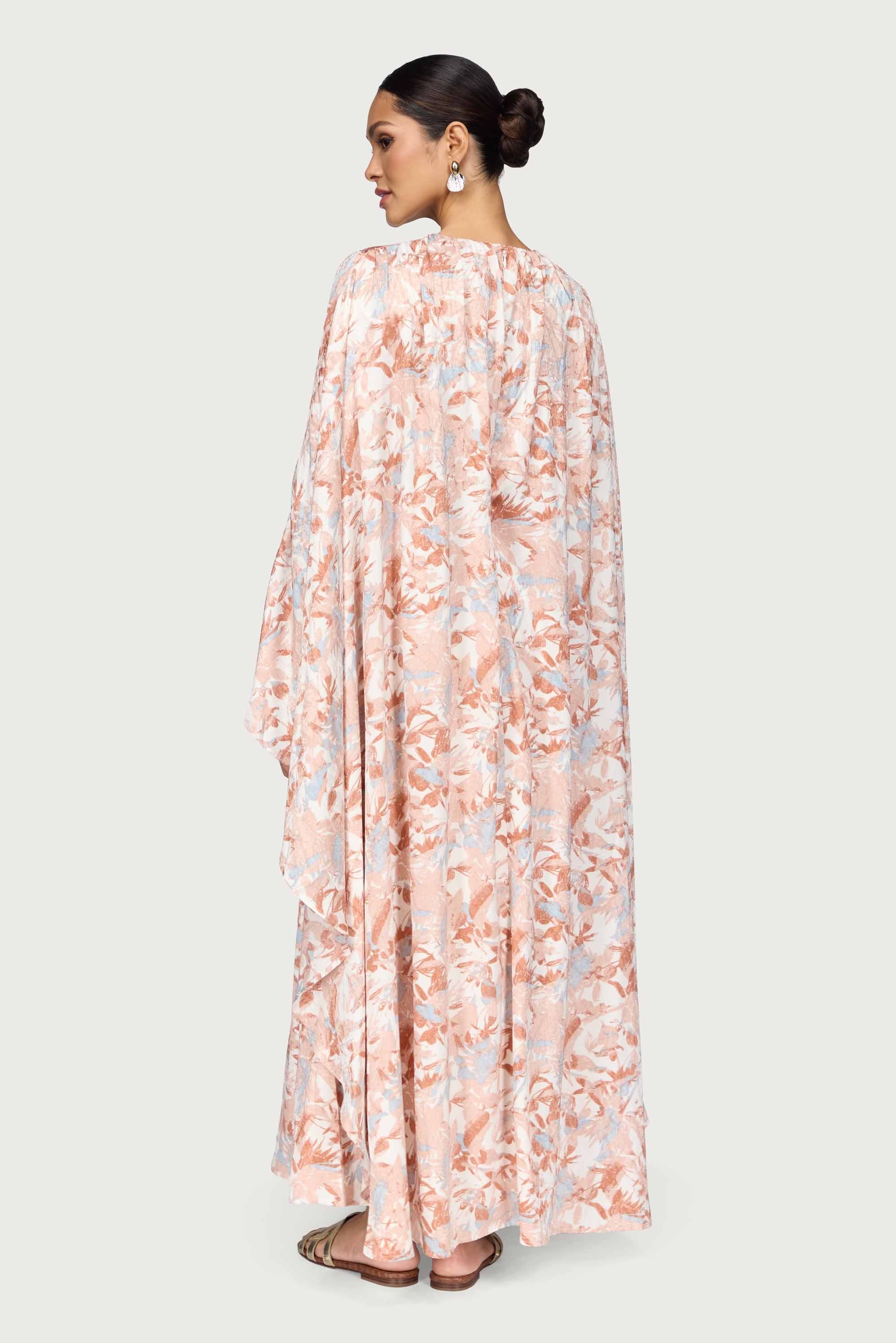 Printed Kaftan Maxi Dress - Pink Dresses Veiled
