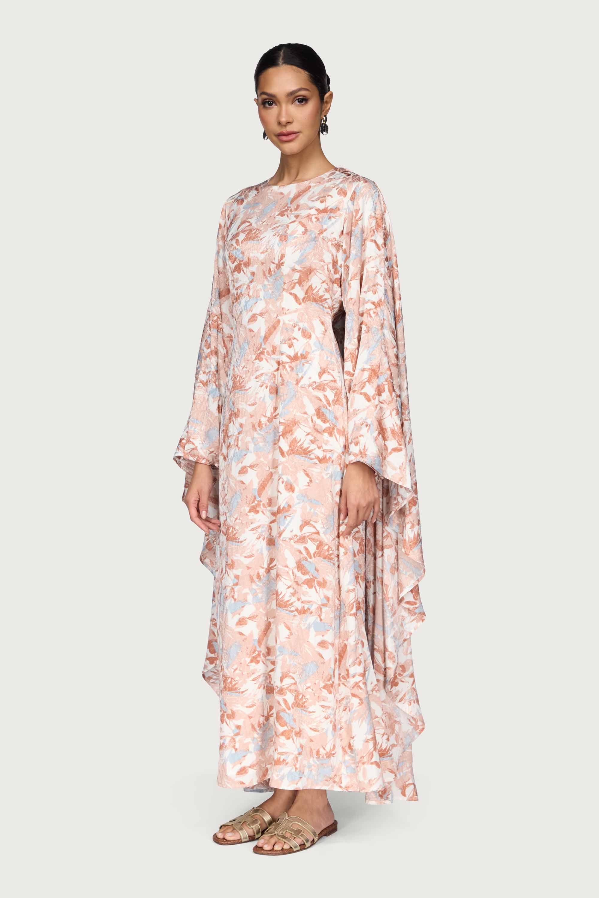 Printed Kaftan Maxi Dress - Pink Dresses Veiled