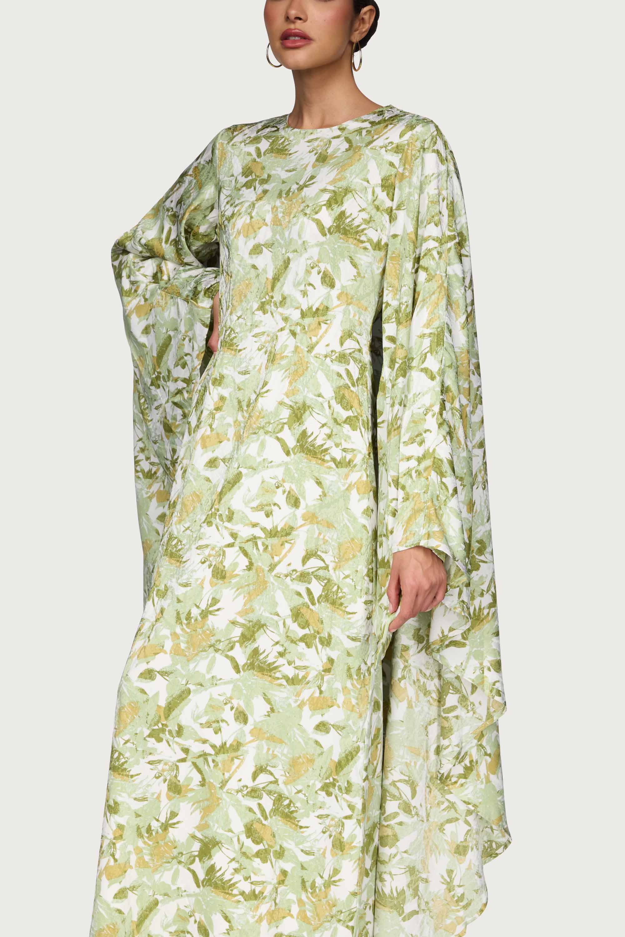 Printed Kaftan Maxi Dress - Sage Dresses Veiled
