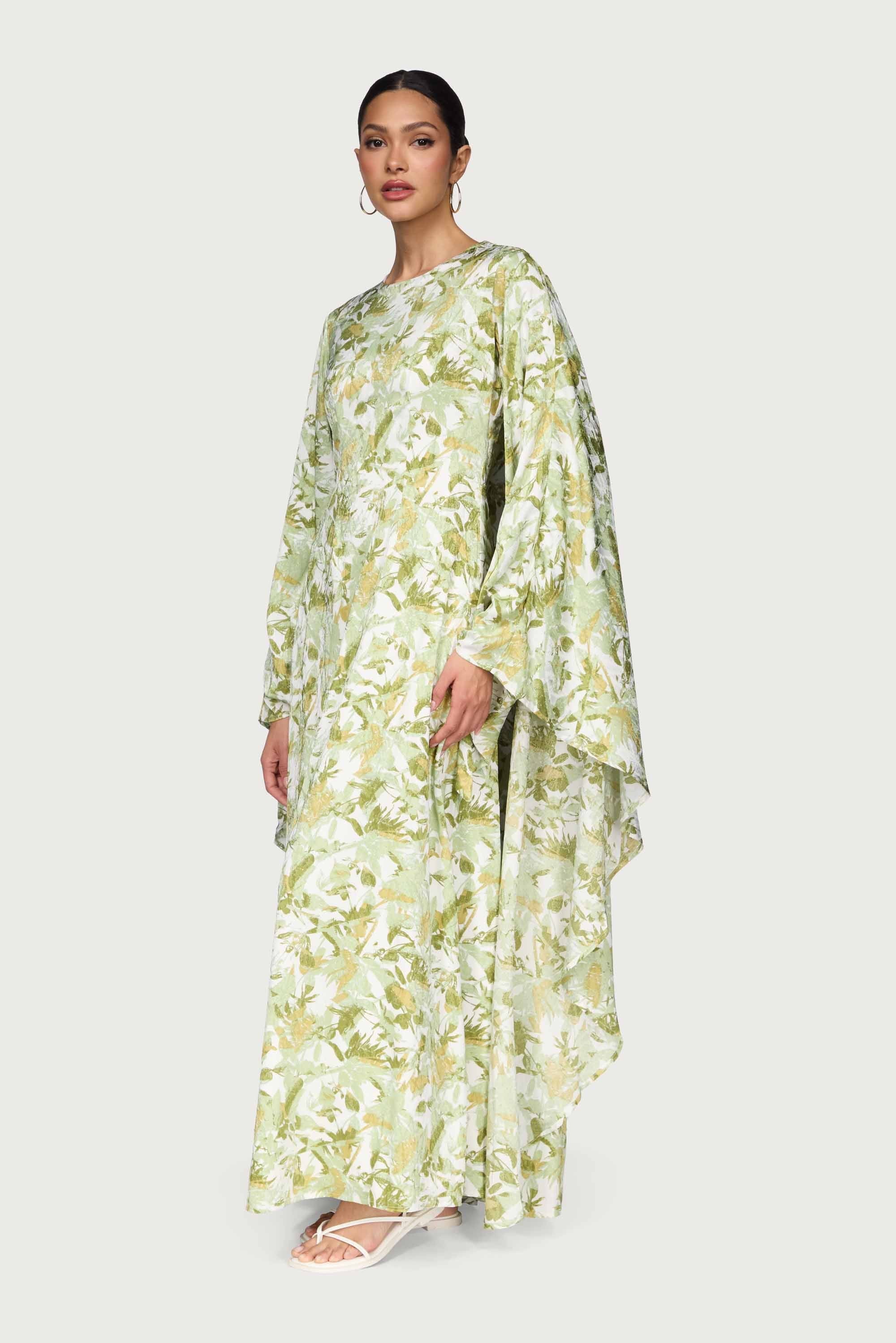 Printed Kaftan Maxi Dress - Sage Dresses Veiled