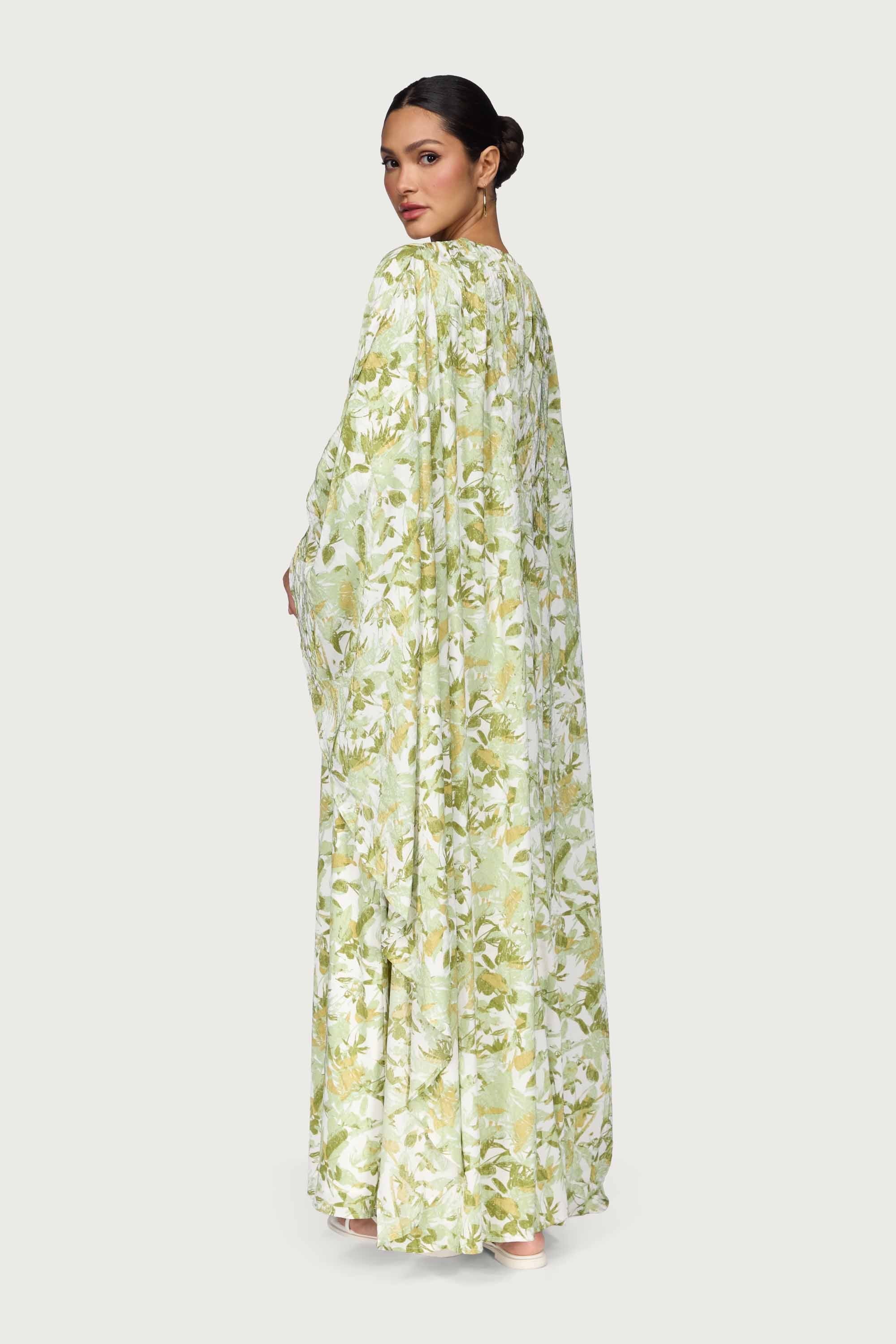 Printed Kaftan Maxi Dress - Sage Dresses Veiled