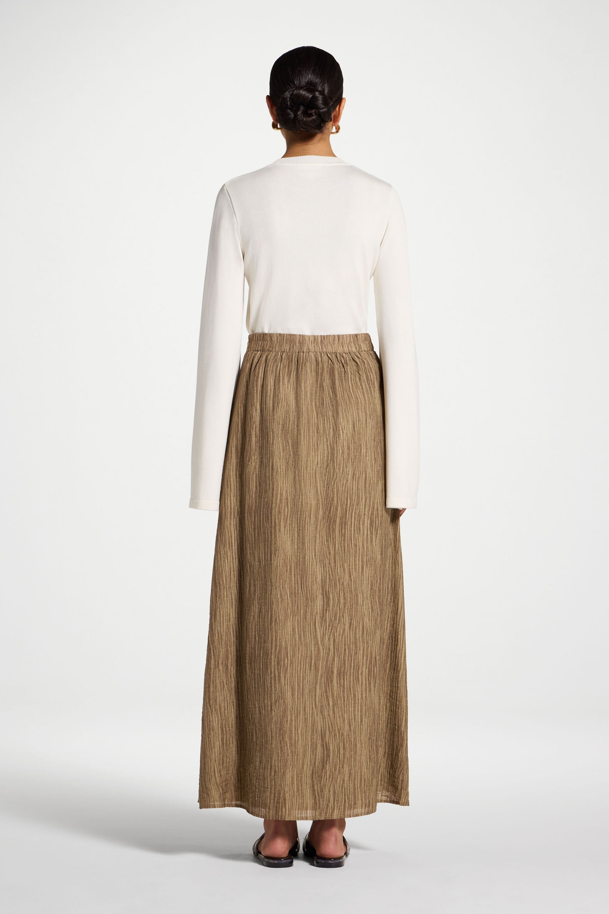 Printed Maxi Skirt - Brown Abayas Veiled