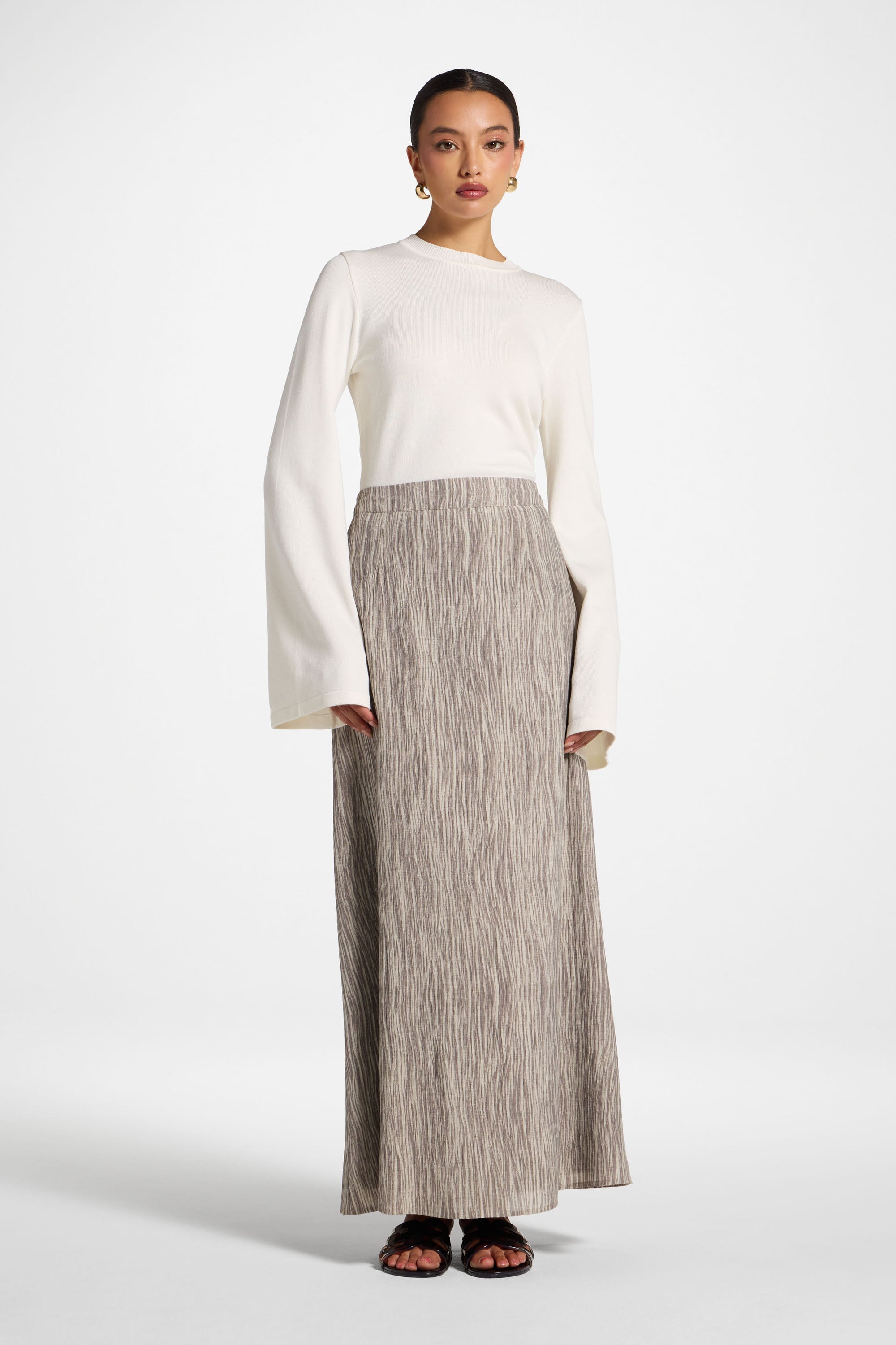 Printed Maxi Skirt - Taupe Abayas Veiled