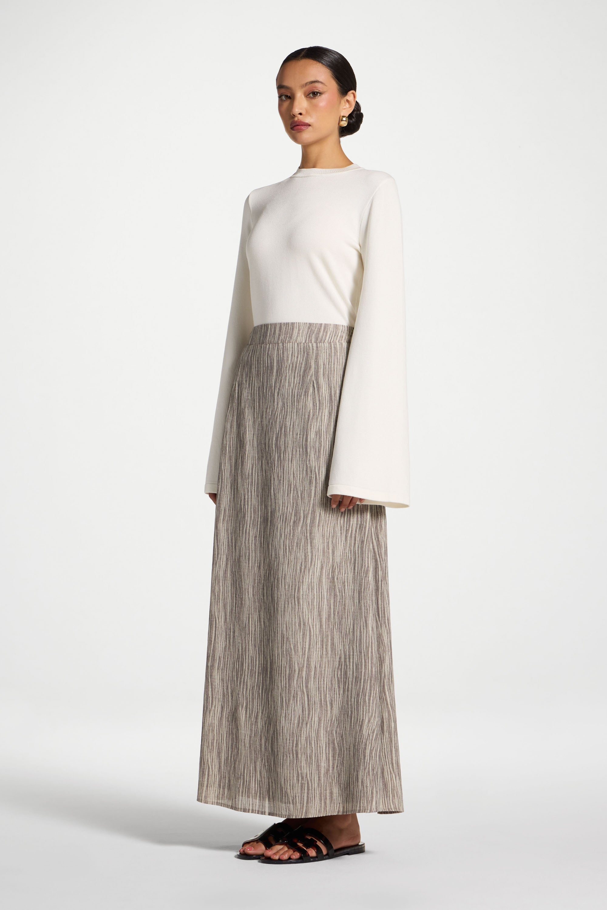 Printed Maxi Skirt - Taupe Abayas Veiled