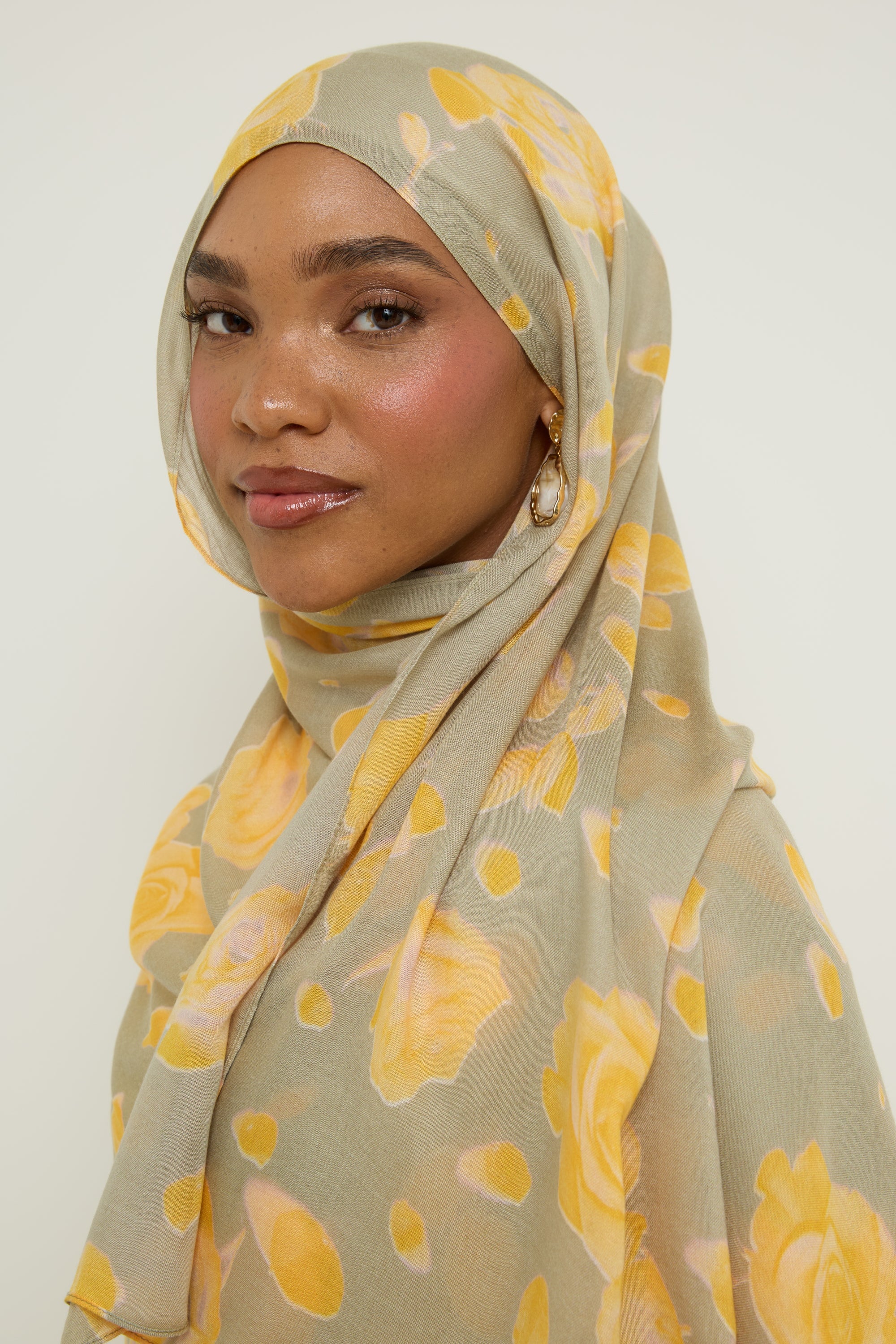 Printed Modal Hijab - Banana Rose Hijab Veiled