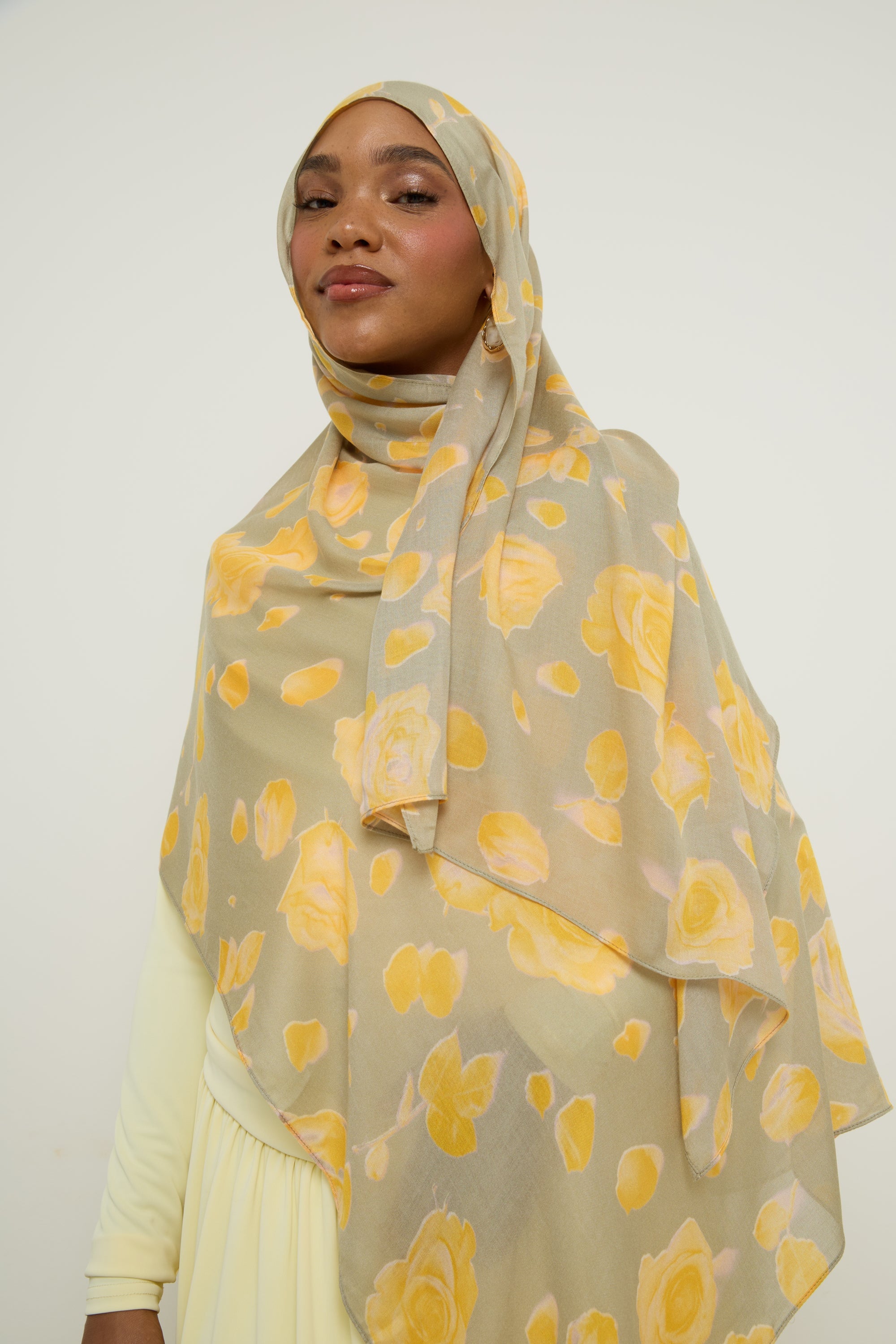 Printed Modal Hijab - Banana Rose Hijab Veiled
