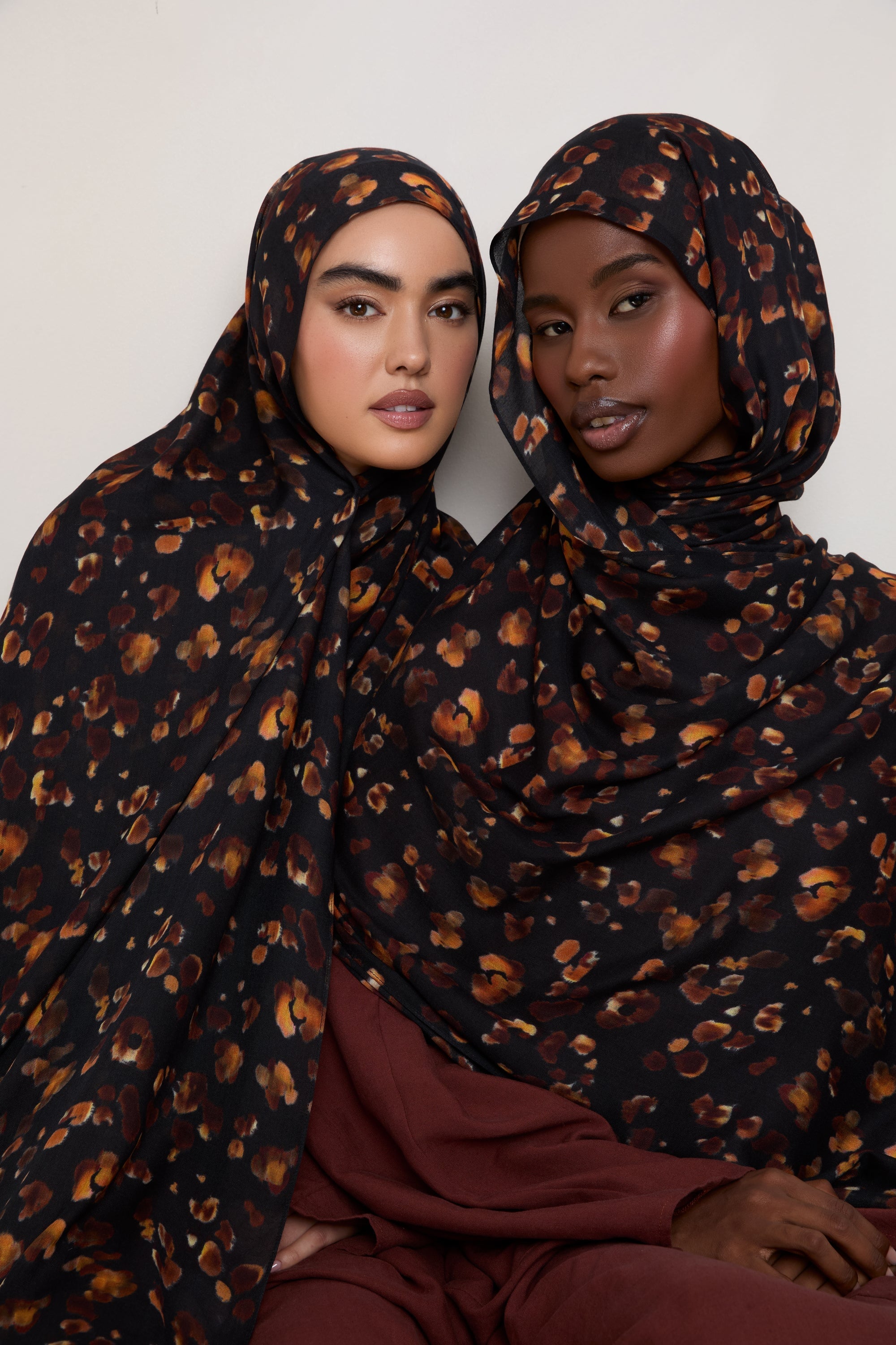 Printed Modal Hijab - Black Leopard Bloom Hijabs Veiled