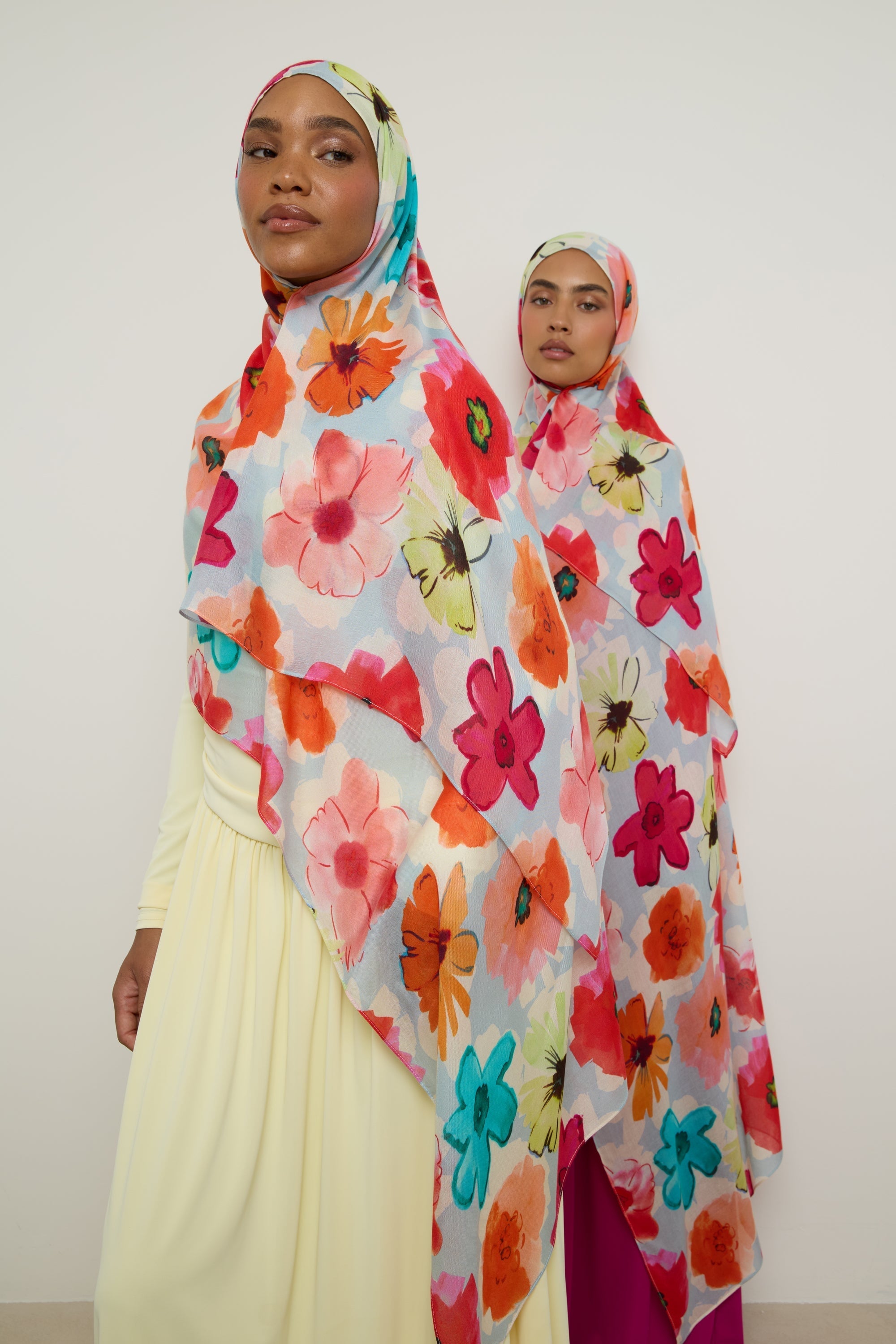 Printed Modal Hijab - Botanical Blue Hijab Veiled
