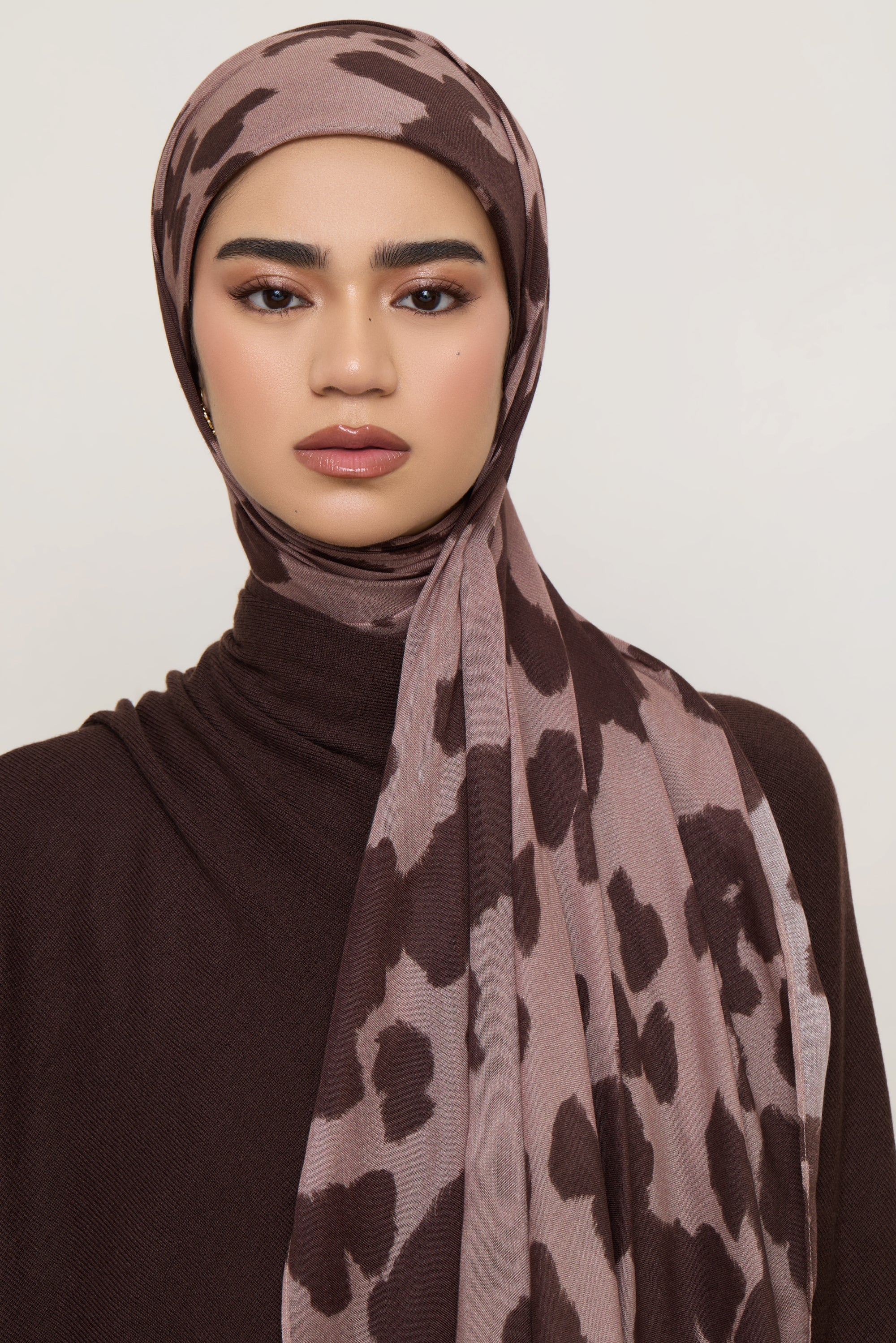 Printed Modal Hijab - Chocolate Hide Hijabs Veiled