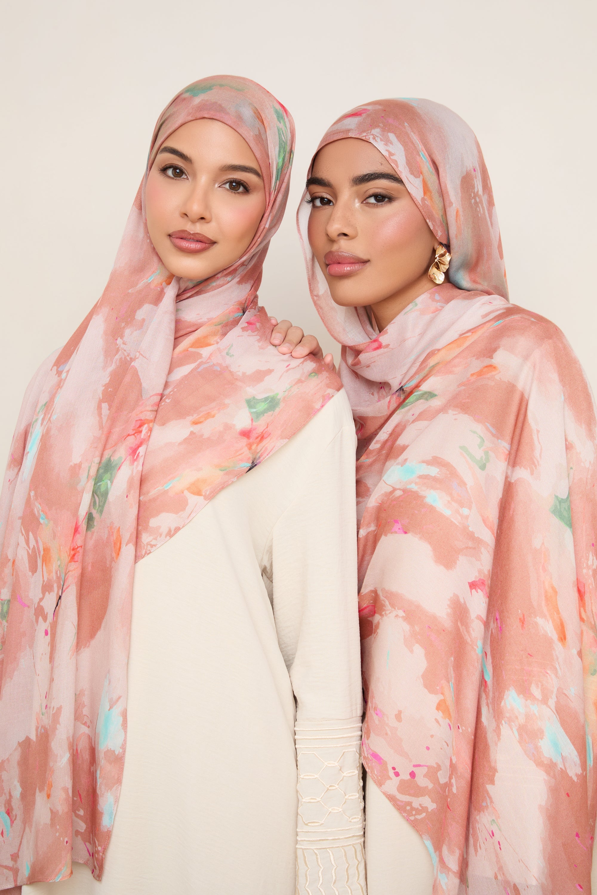 Printed Modal Hijab - Clay Watercolor Hijabs Veiled