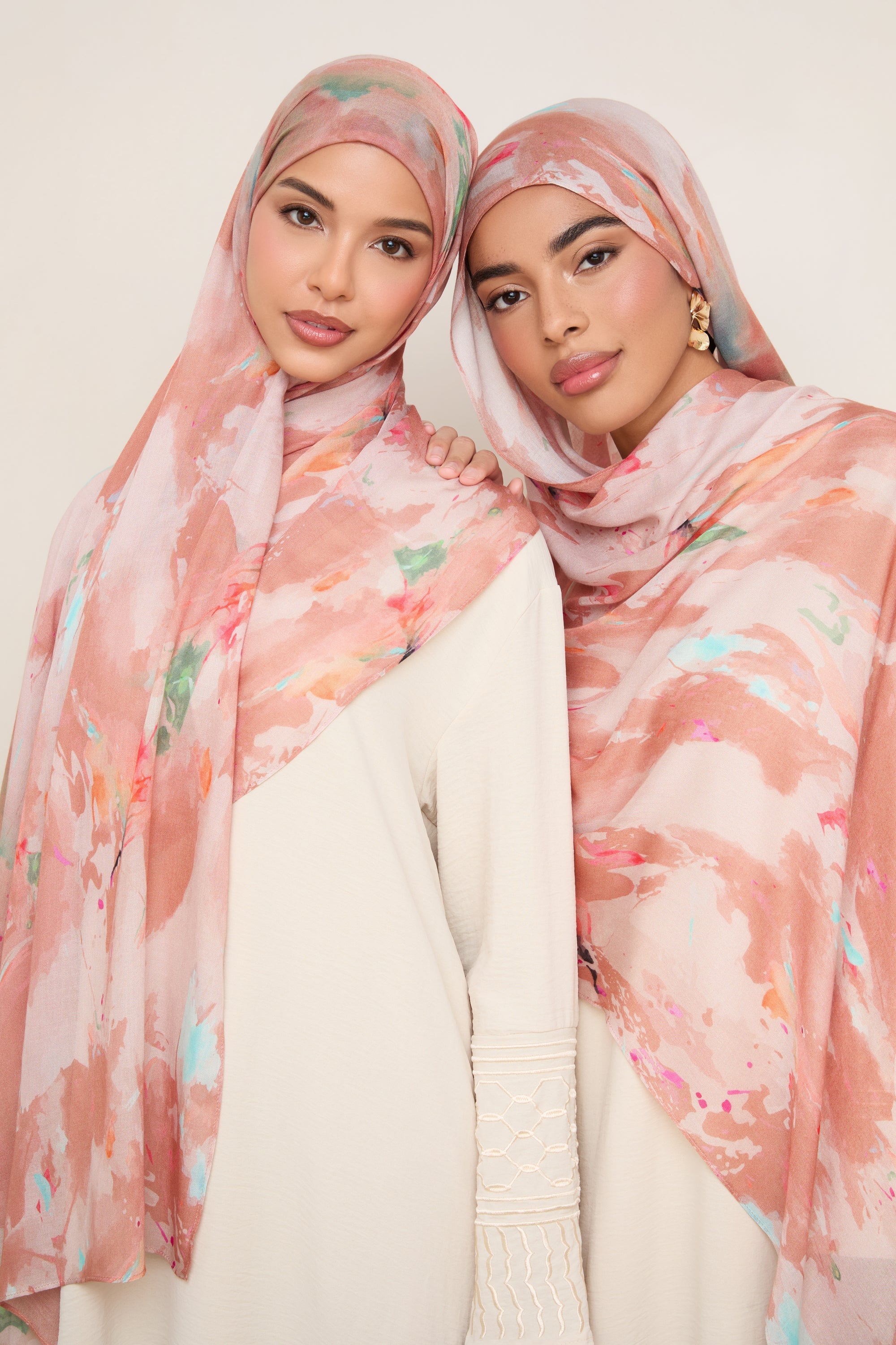 Printed Modal Hijab - Clay Watercolor Hijabs Veiled