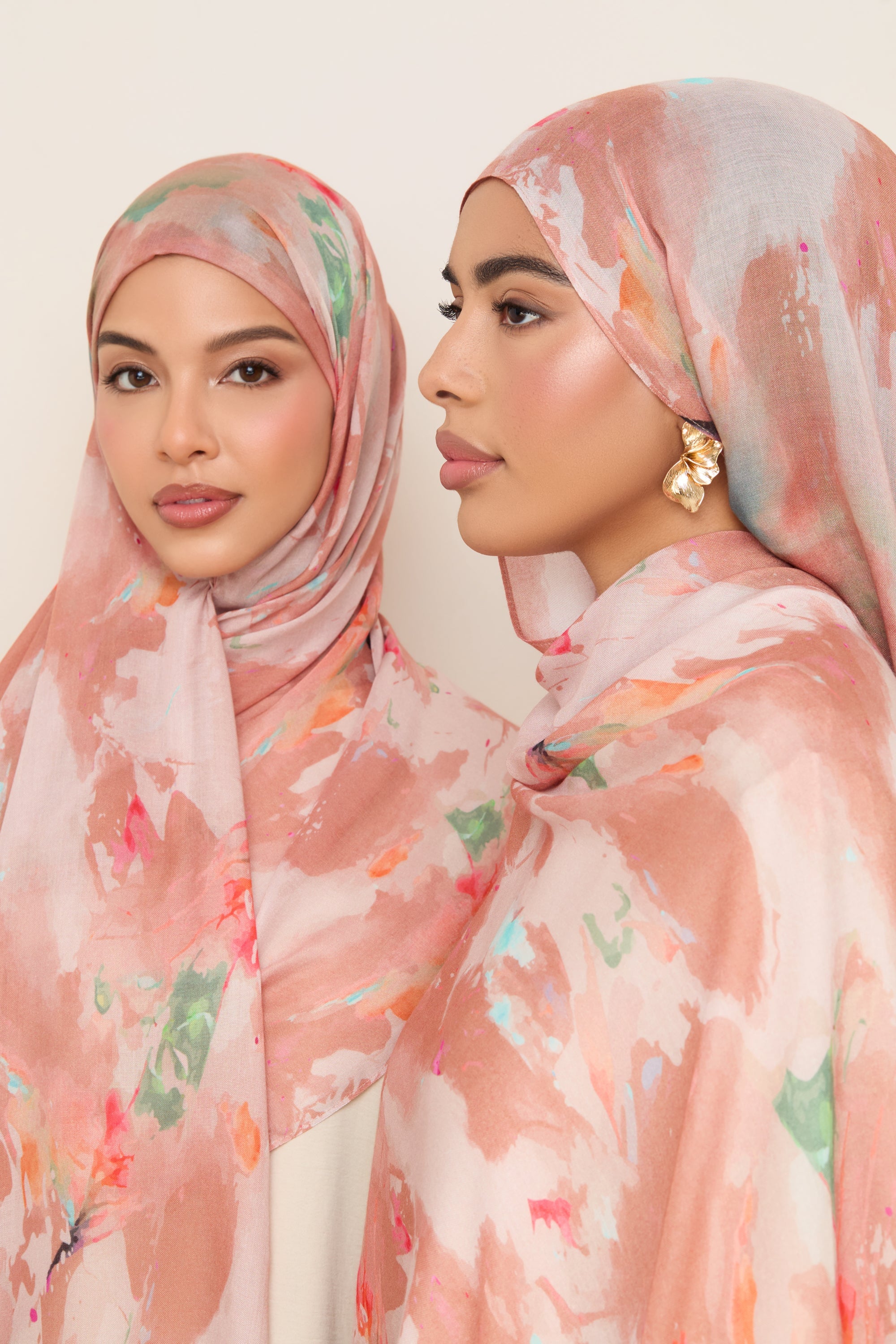 Printed Modal Hijab - Clay Watercolor Hijabs Veiled