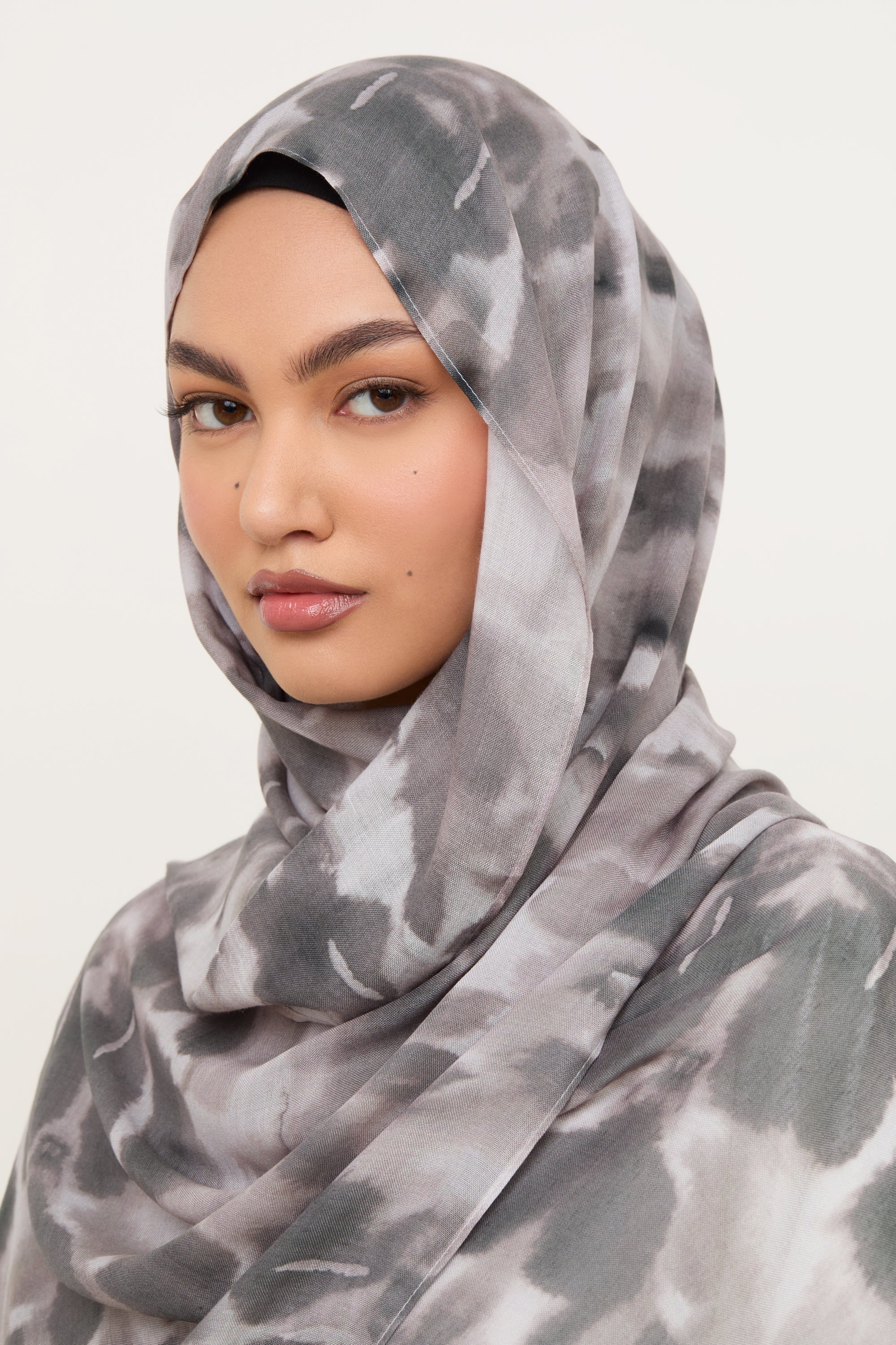 Printed Modal Hijab - Cloudy Stone Hijabs Veiled